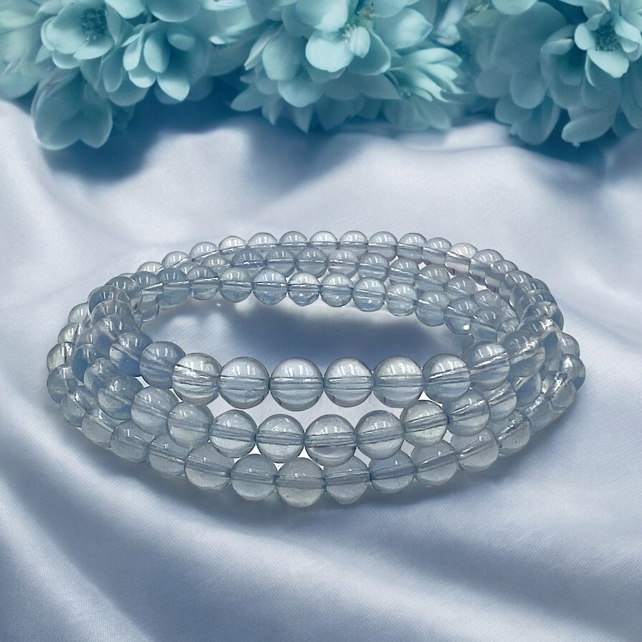 3 - turn Aquamarine Bead Bracelet / Necklace - Tranquilite