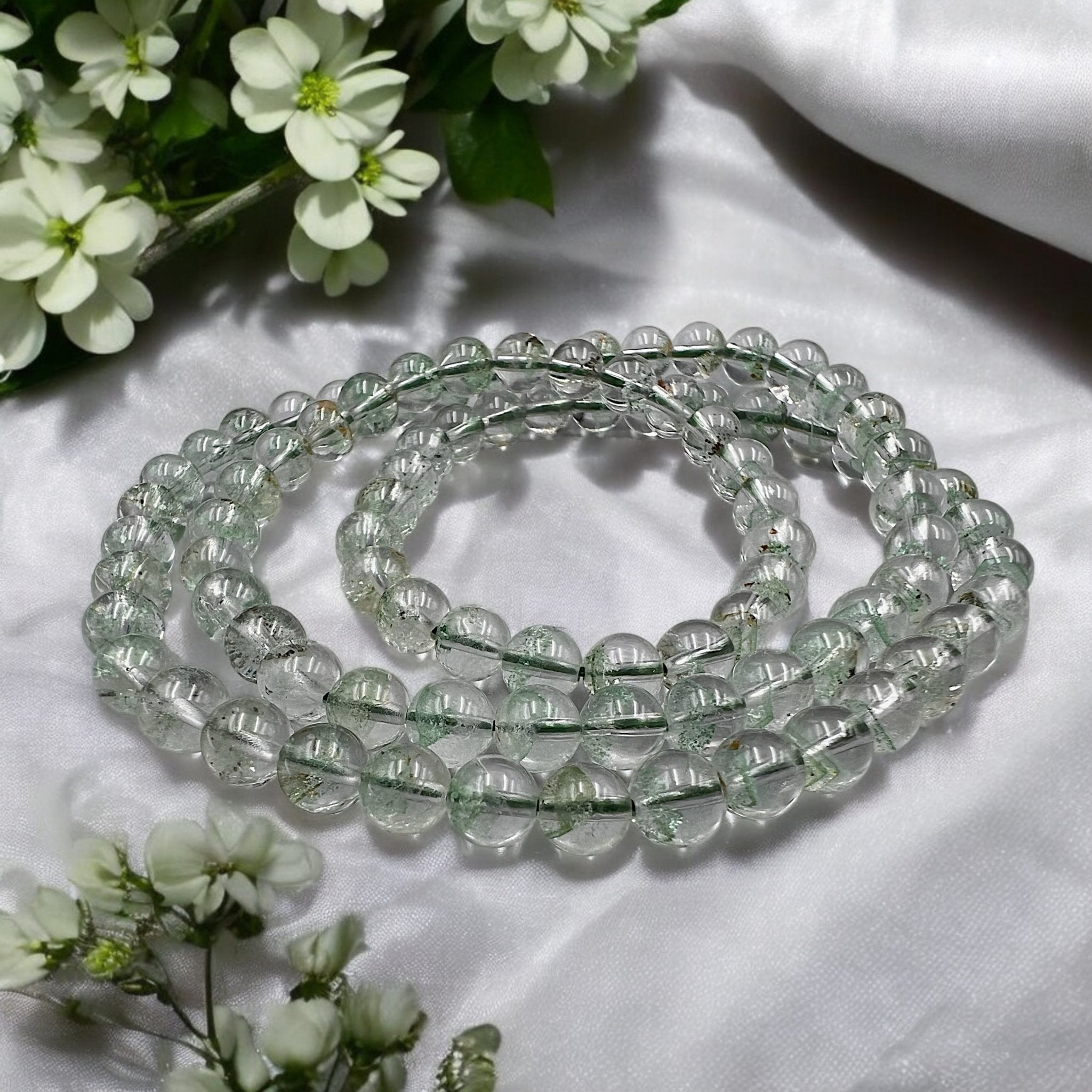 3 - turn Emerald Phantom Quartz Bracelet/Necklace - Tranquilite