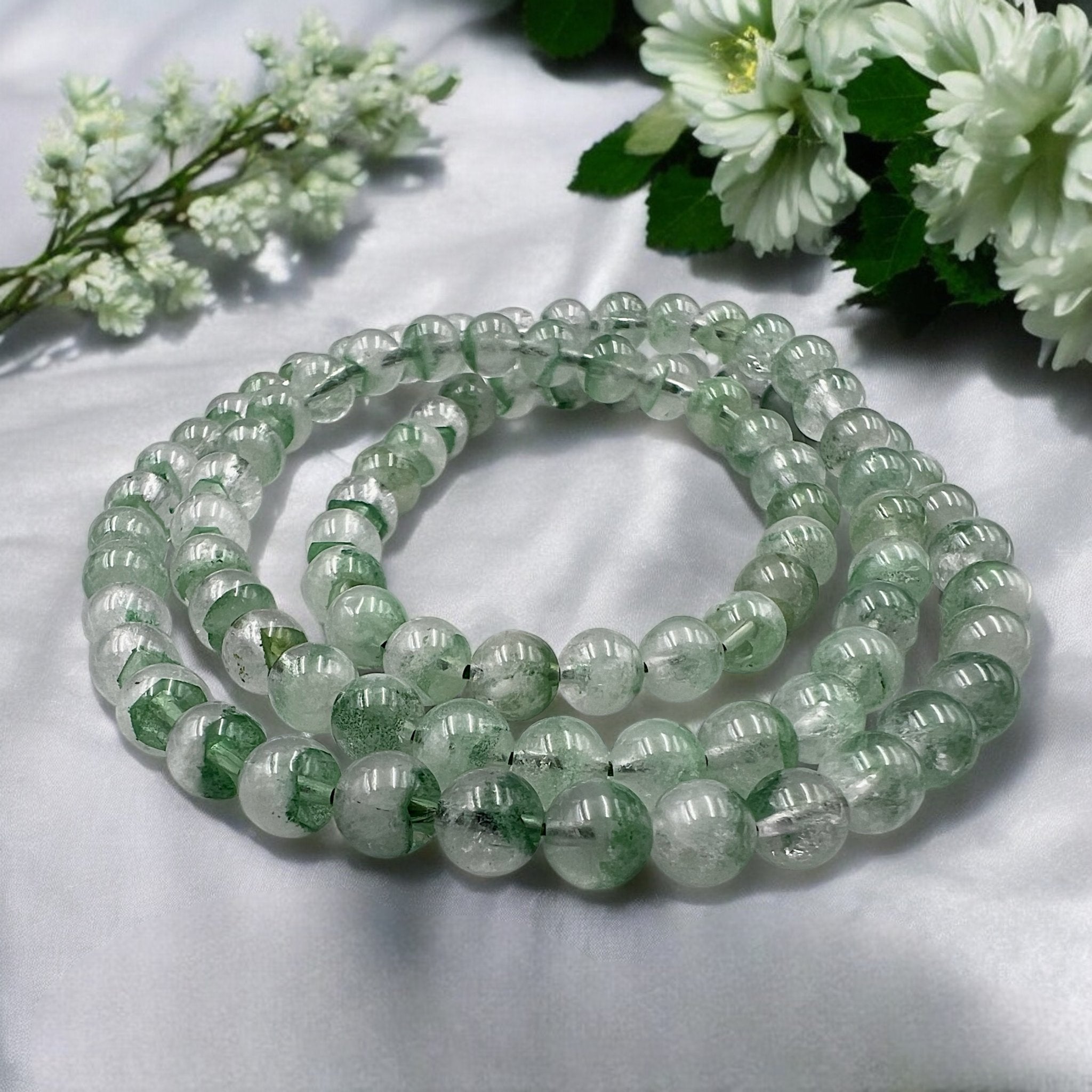 3 - turn Emerald Phantom Quartz Bracelet/Necklace - Tranquilite