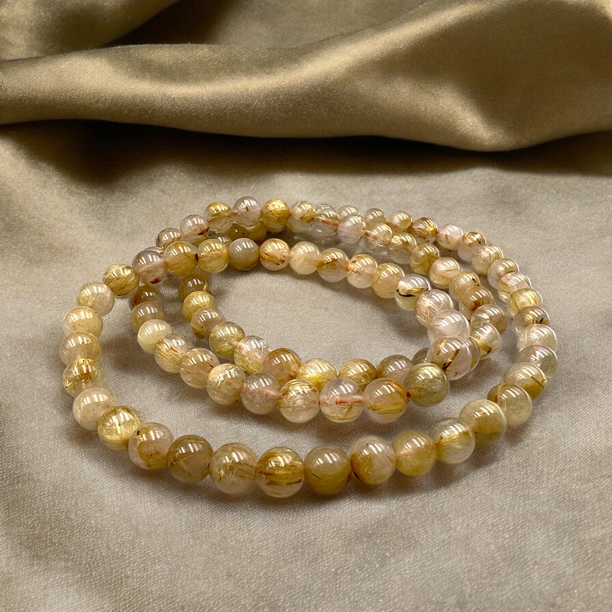 3 - turn Gold Rutile Quartz Bracelet/Necklace - Tranquilite