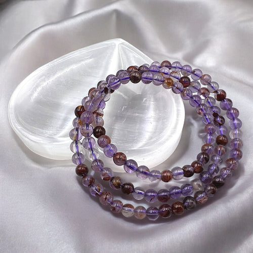 3 - turn Purple Phantom Quartz Bead Bracelet/Necklace - Tranquilite