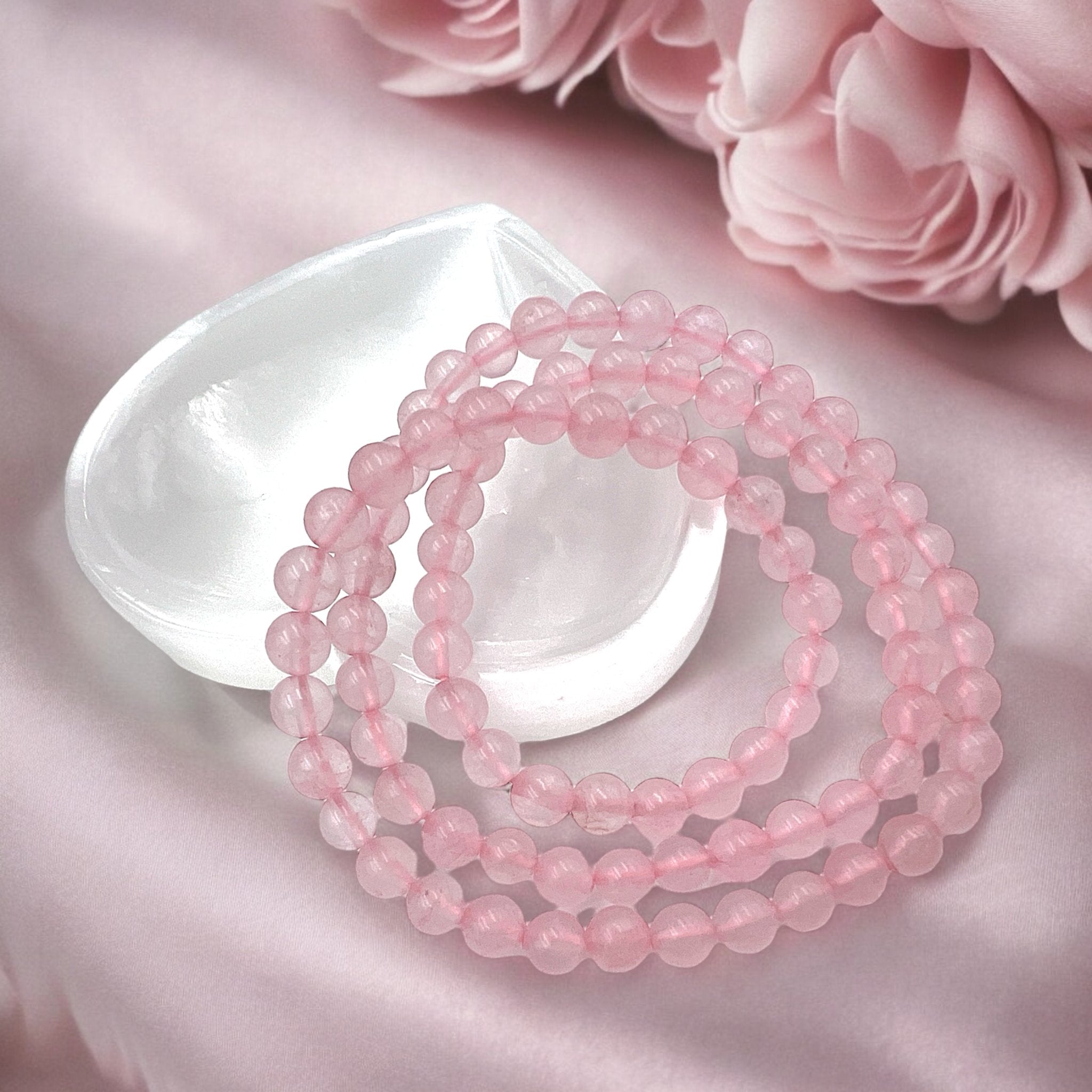 3 - turn Rose Quartz Bracelet/Necklace - Tranquilite