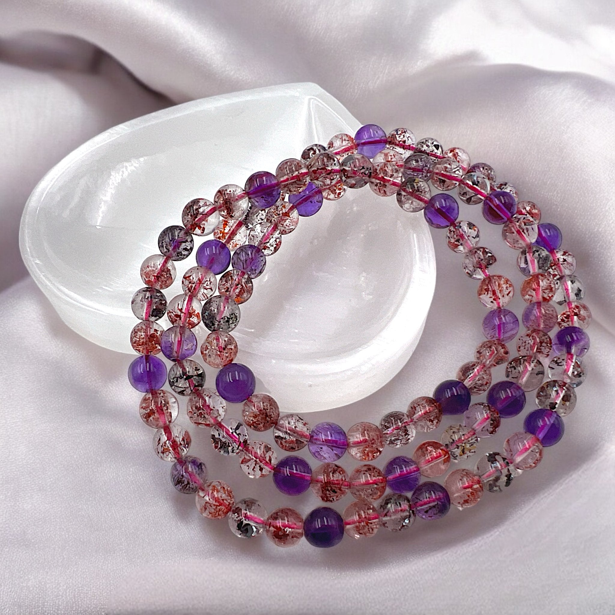 3 - turn Super Seven Bead Bracelet/Necklace (7A) - Tranquilite