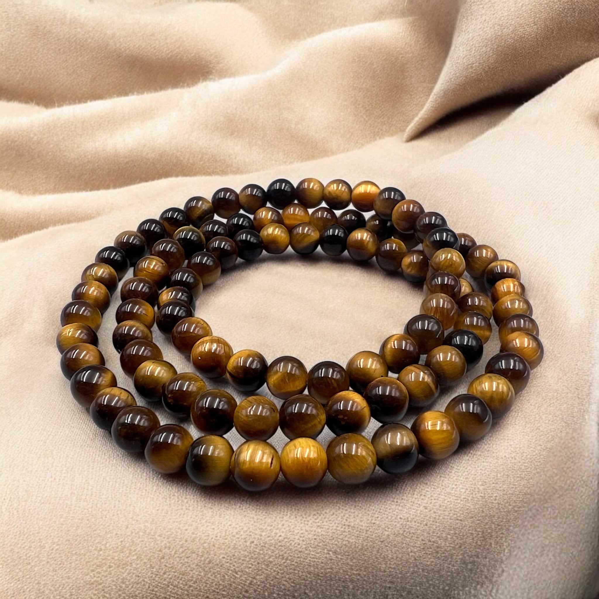 3 - turn Tiger's Eye Bead Bracelet / Necklace - Tranquilite