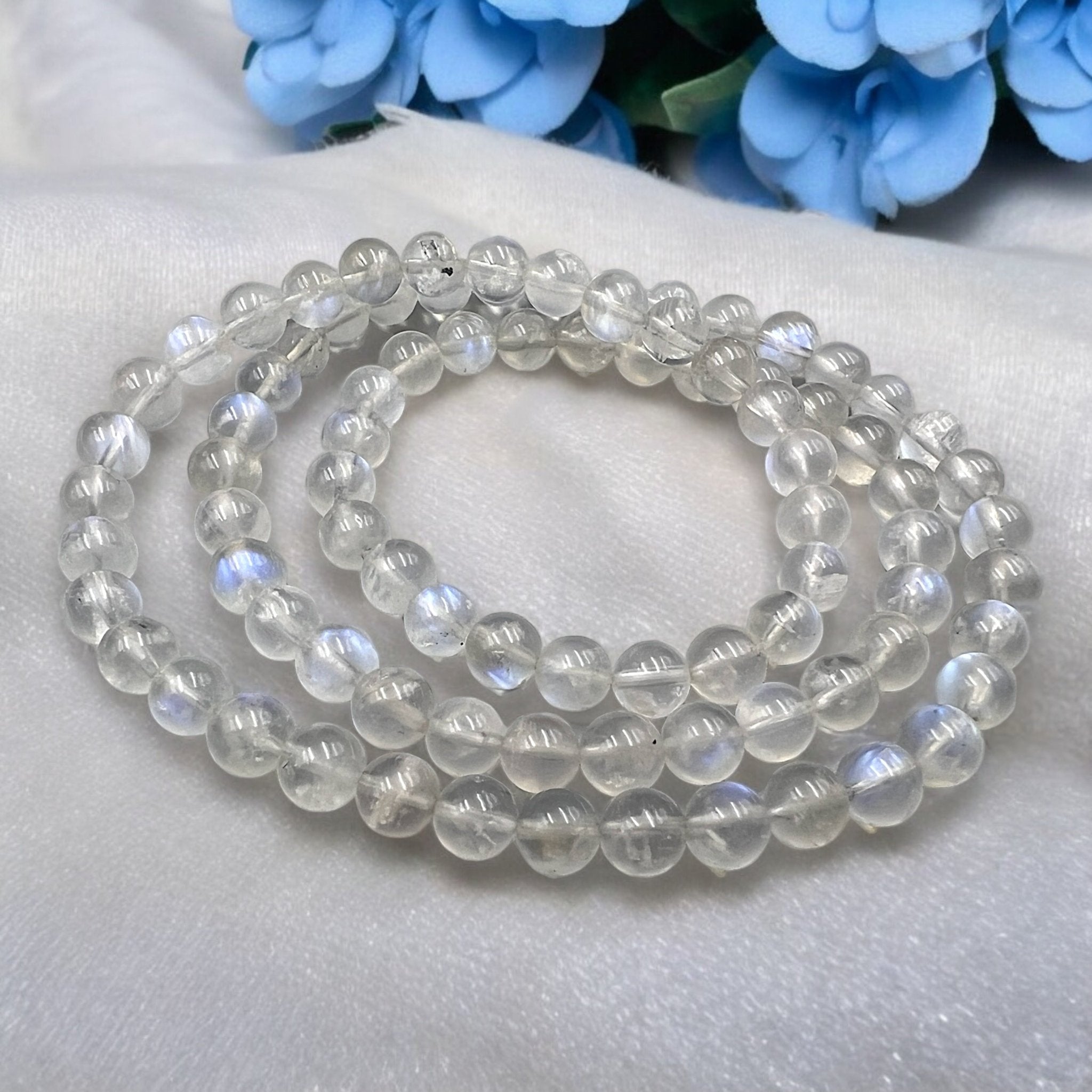 3 - turn White Moonstone Bracelet/Necklace - Tranquilite