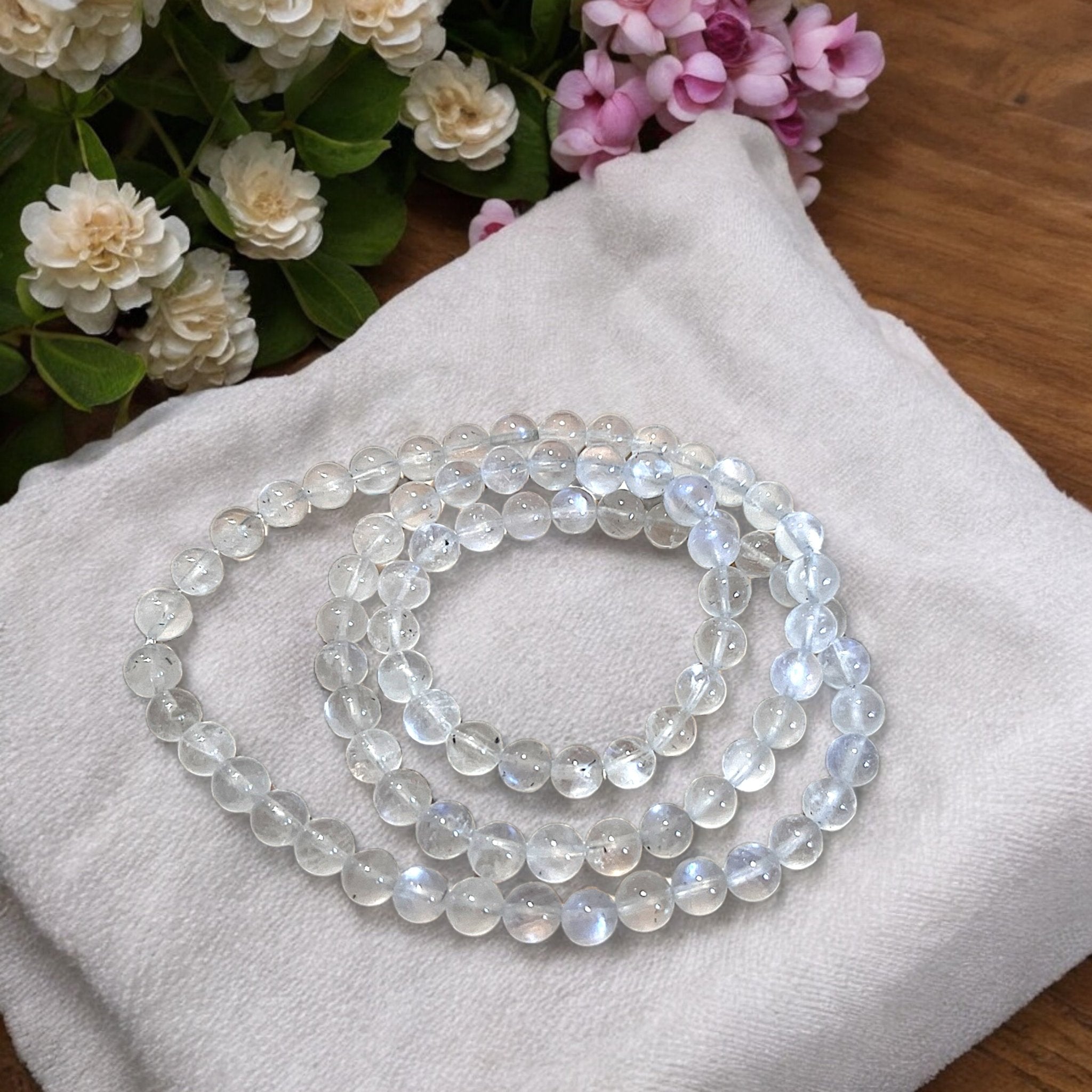 3 - turn White Moonstone Bracelet/Necklace - Tranquilite