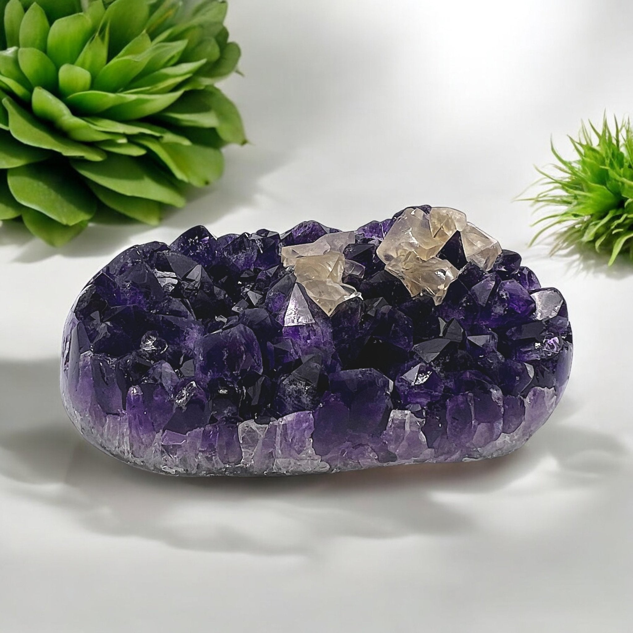 Amethyst Crystal with Calcite (Agate Base) - Tranquilite