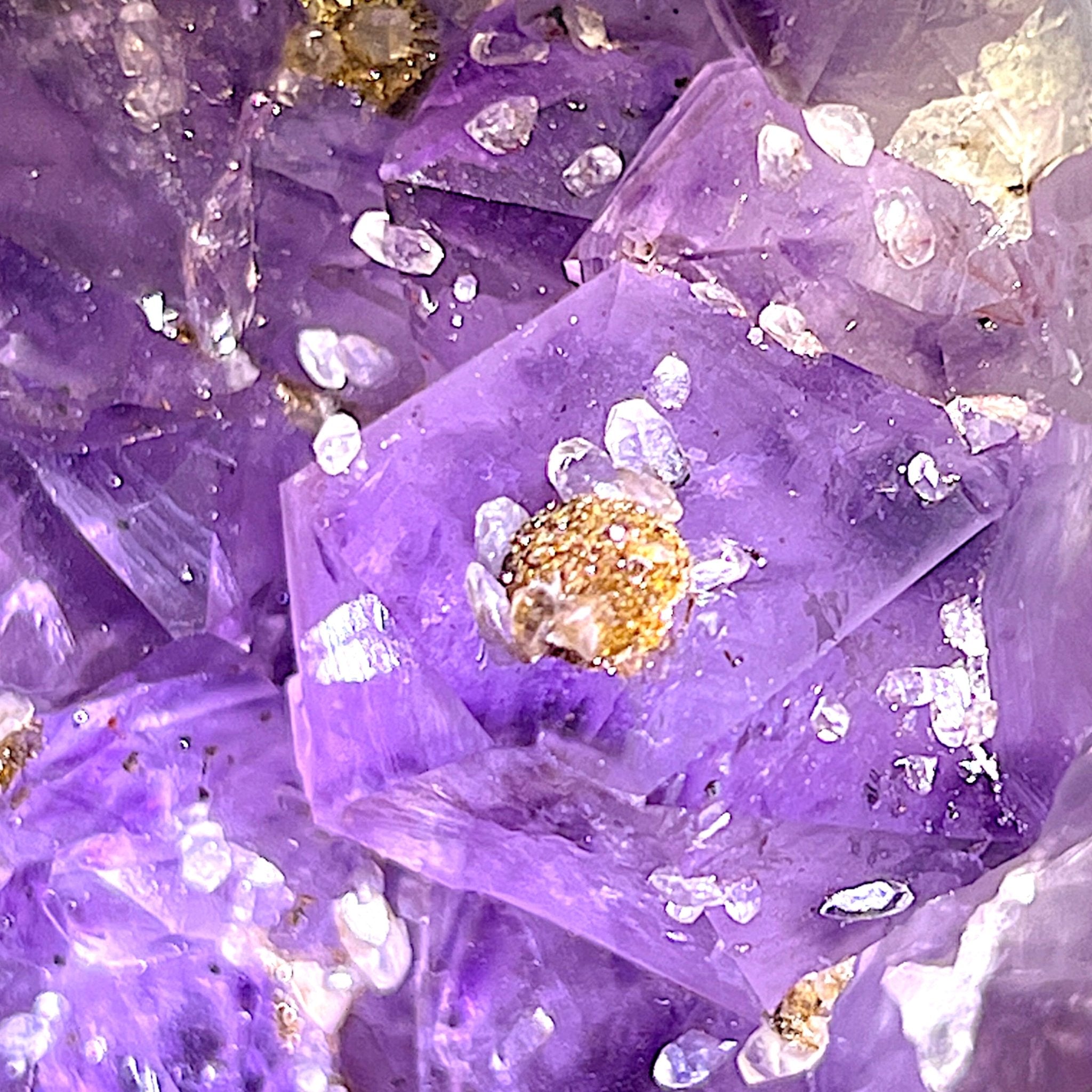 Amethyst Crystal with Gold Flower inclusions - Tranquilite