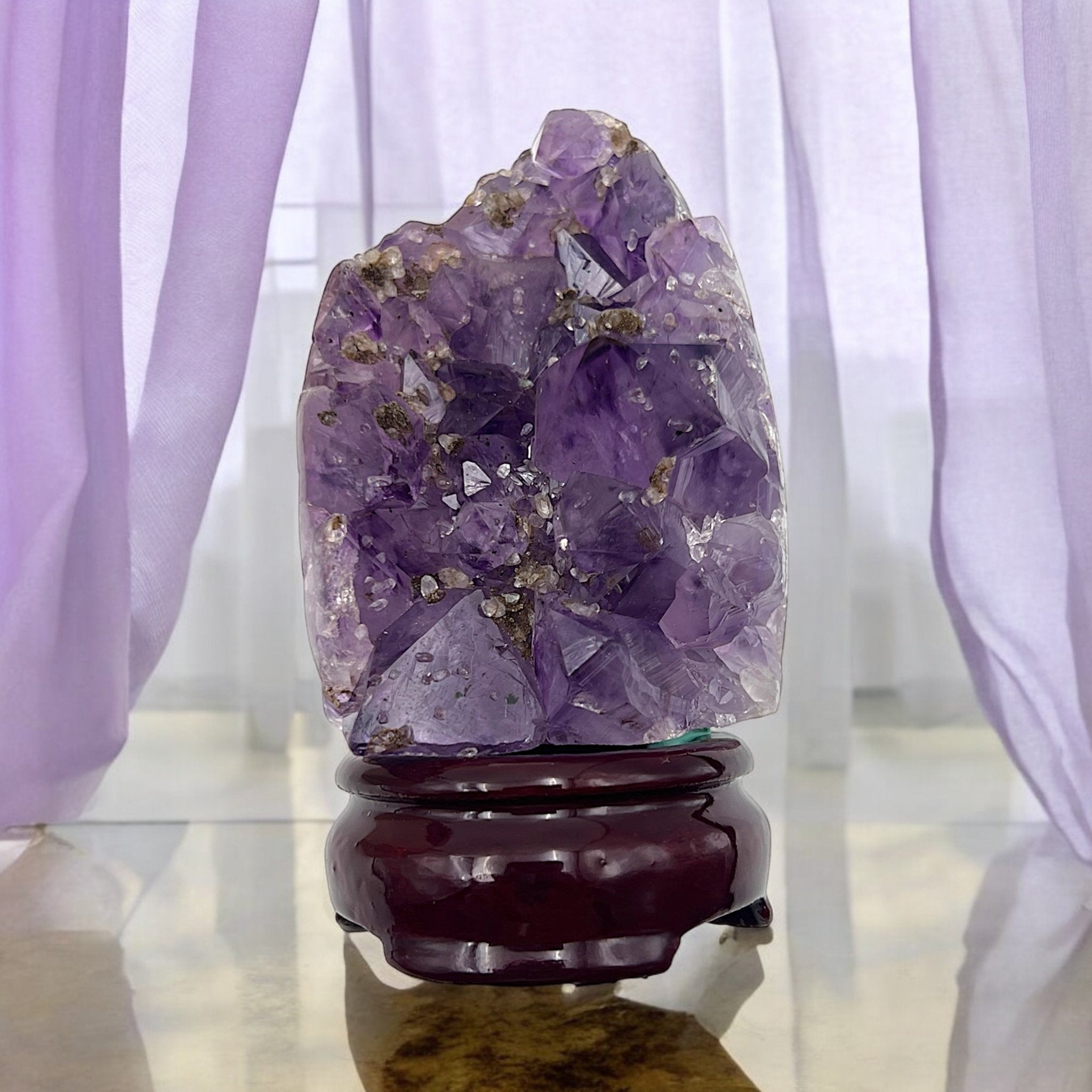 Amethyst Crystal with Gold Flower inclusions - Tranquilite