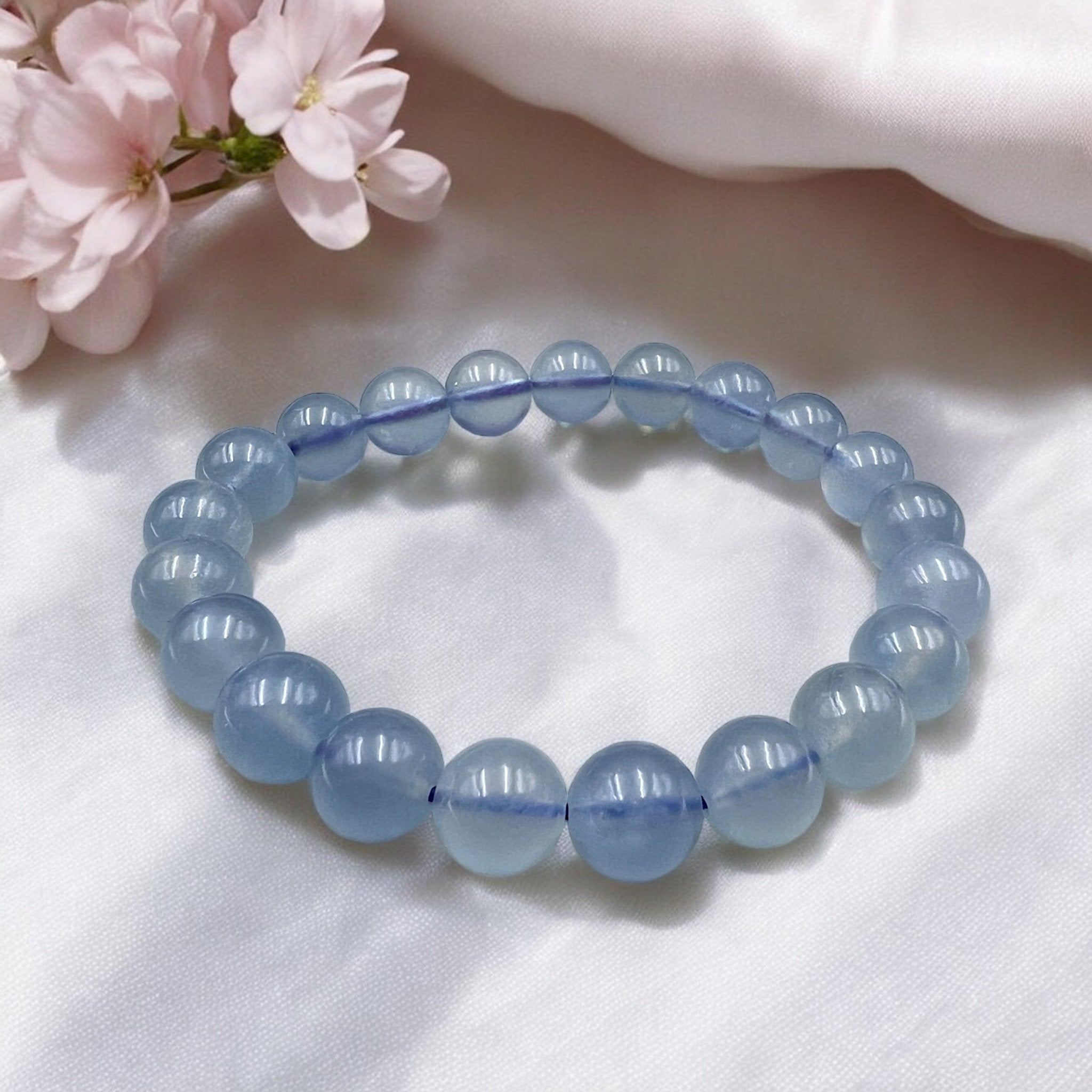 Aquamarine Bead Bracelet - Tranquilite