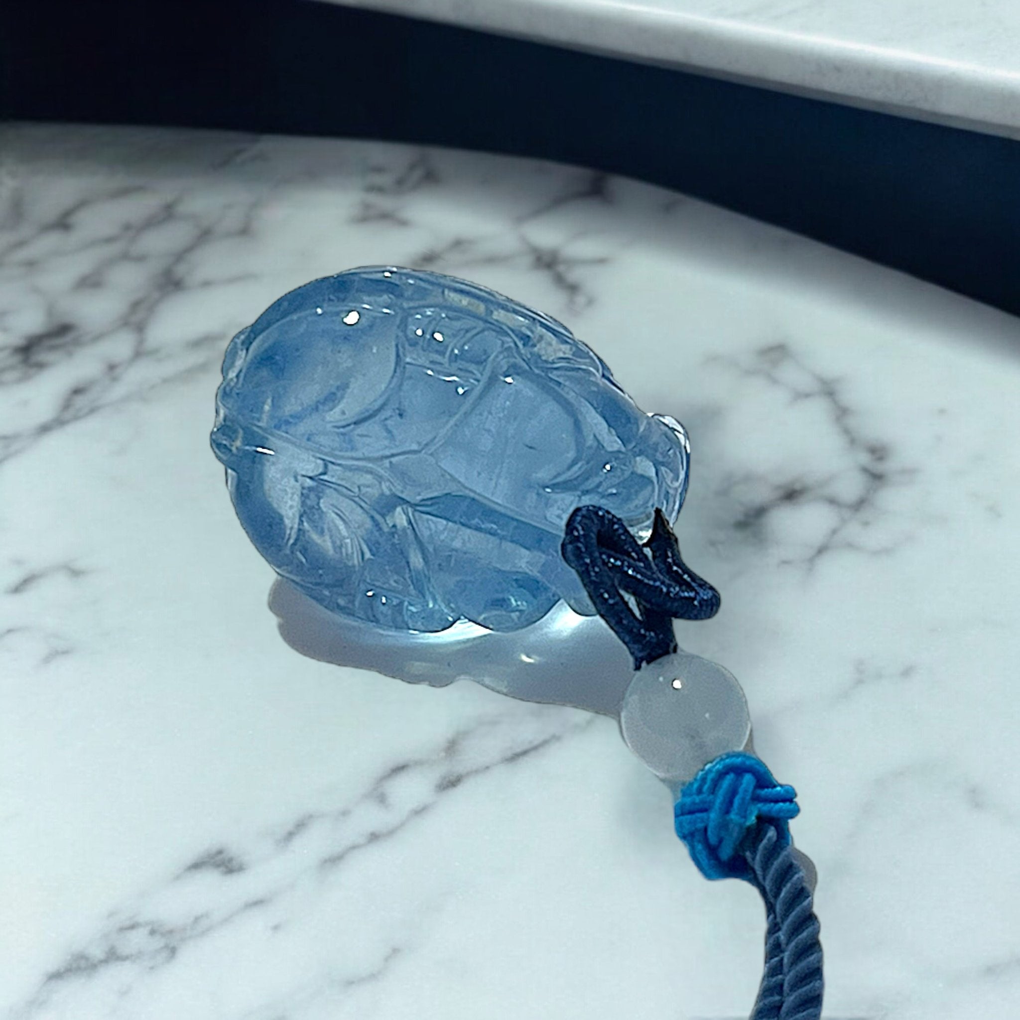 Aquamarine Dragon Turtle Crystal Pendant - Tranquilite