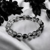 Black Silver Rutile Quartz Bead Bracelet - Tranquilite