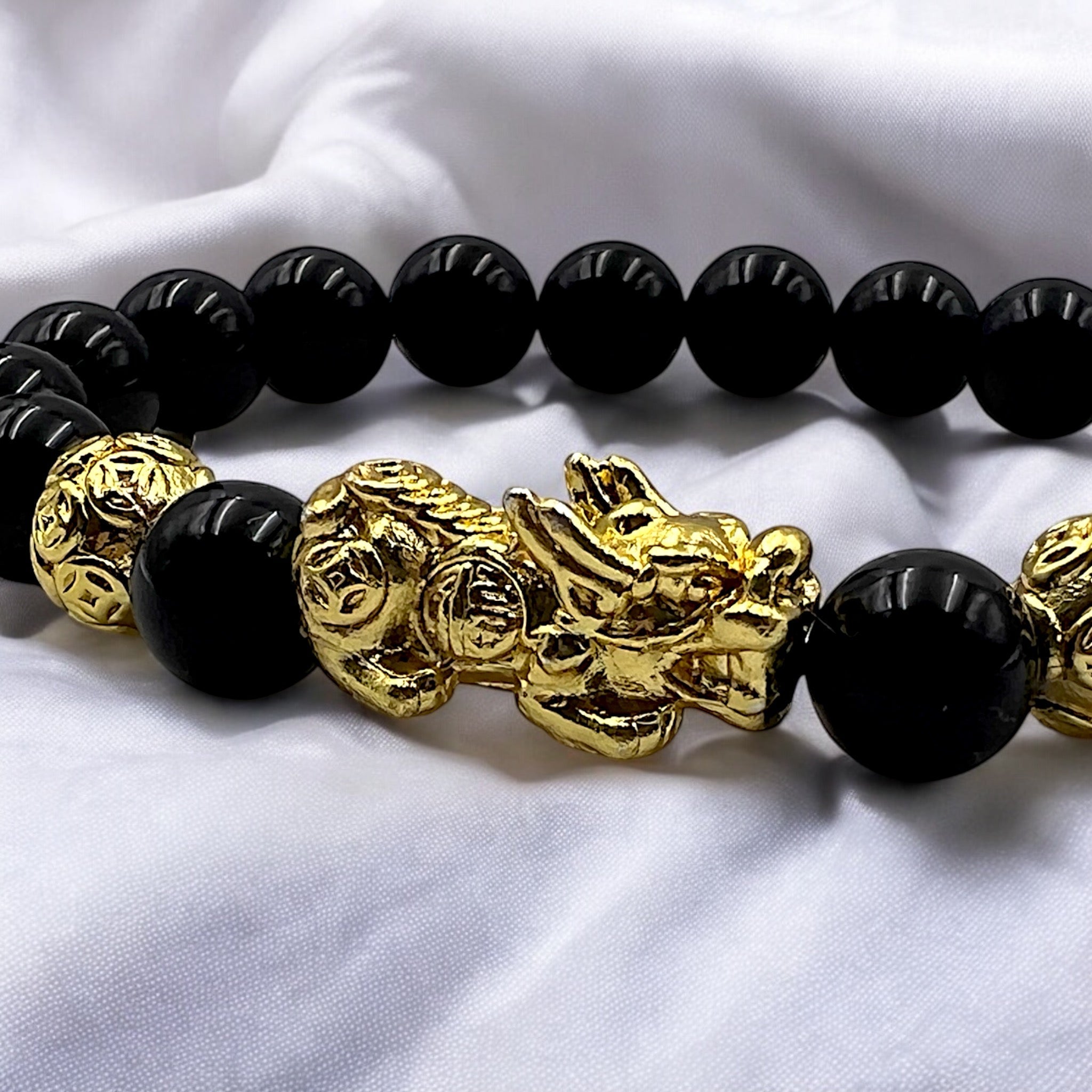 Black Tourmaline Design Bead Bracelet - Tranquilite