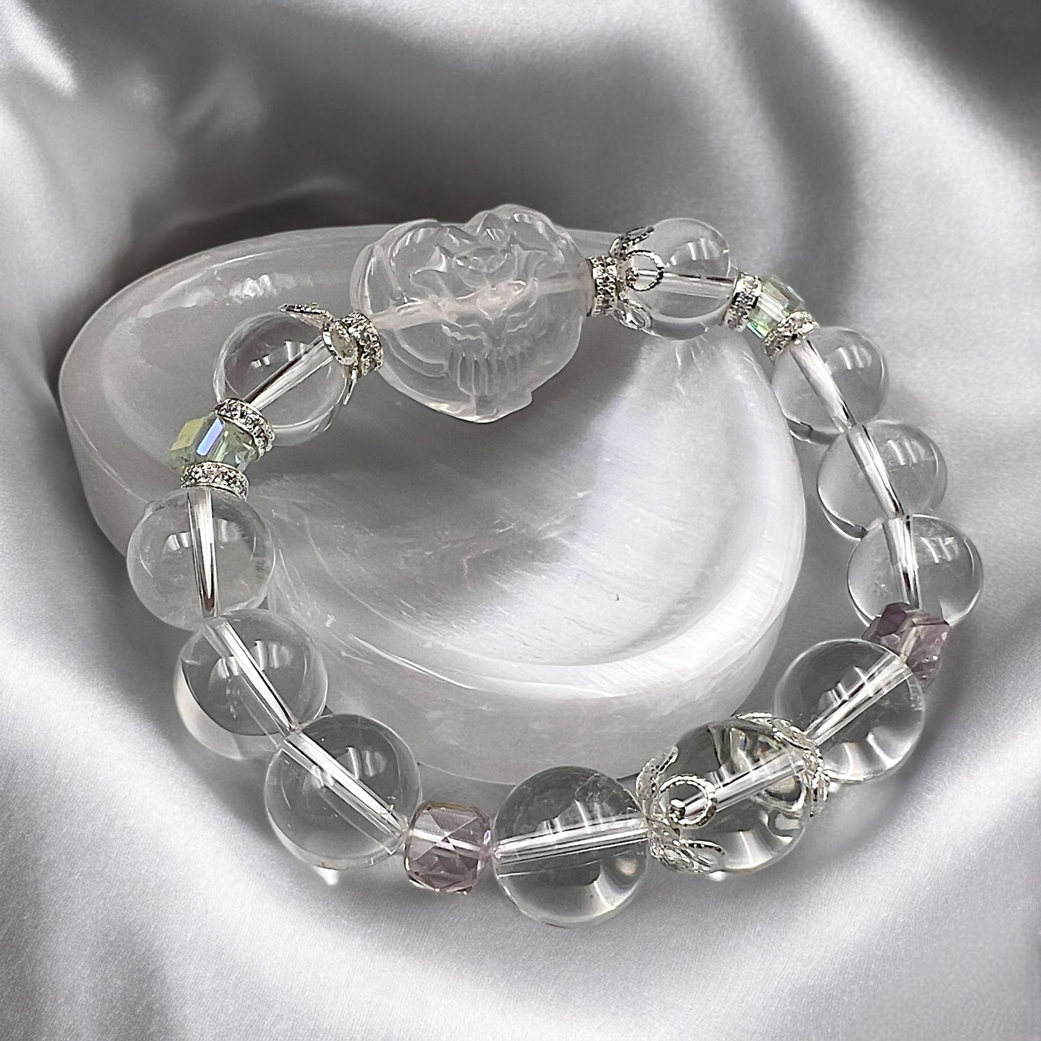 Clear Quartz Designer Bead Bracelet - Tranquilite