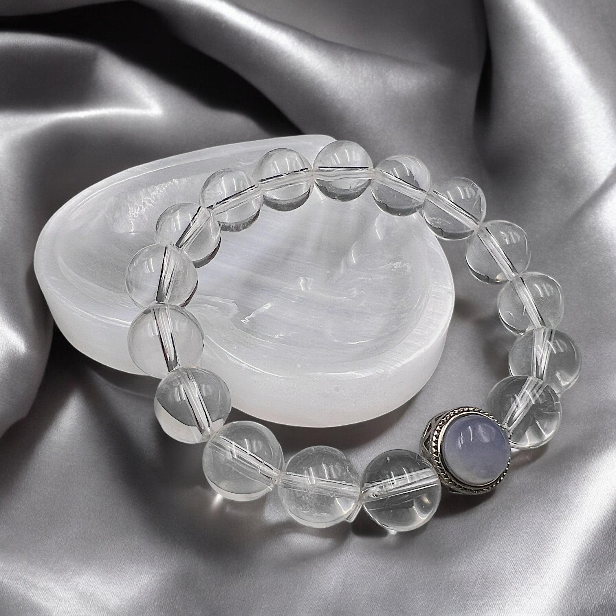 Clear Quartz Designer Bead Bracelet - Tranquilite