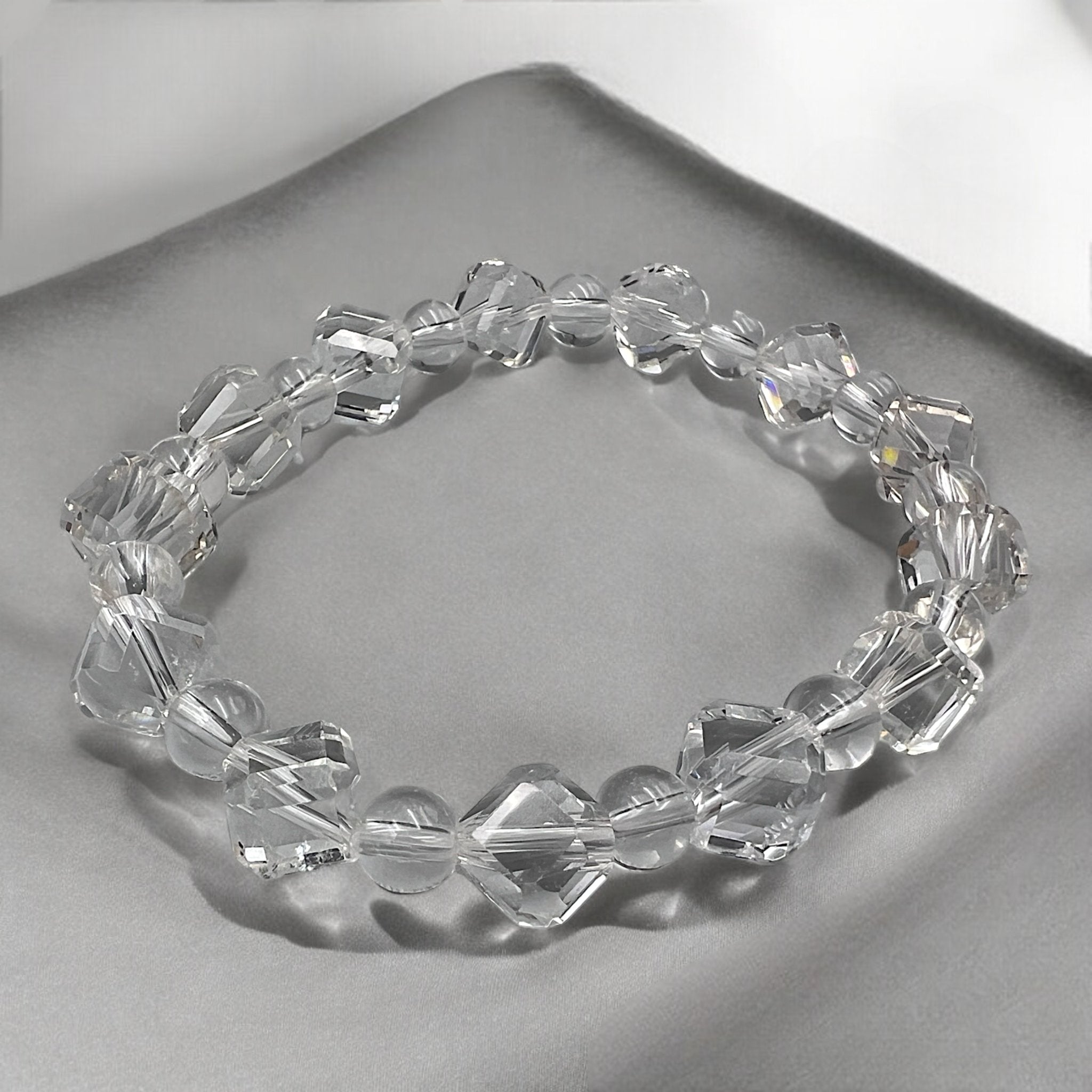 Clear Quartz Diamond Cut Designer Bracelet - Tranquilite