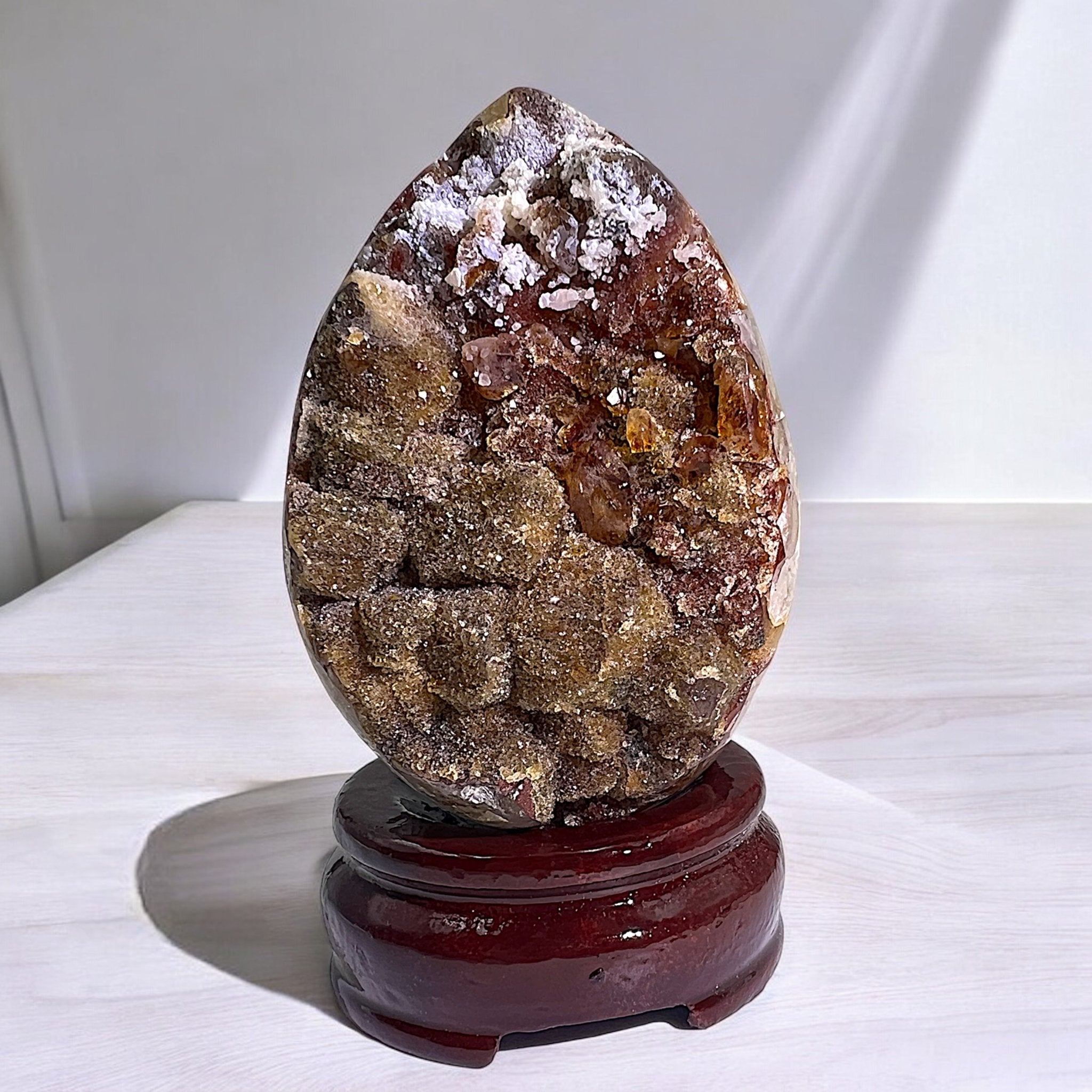 Druzy Citrine Dragon Egg with Calcite - Tranquilite