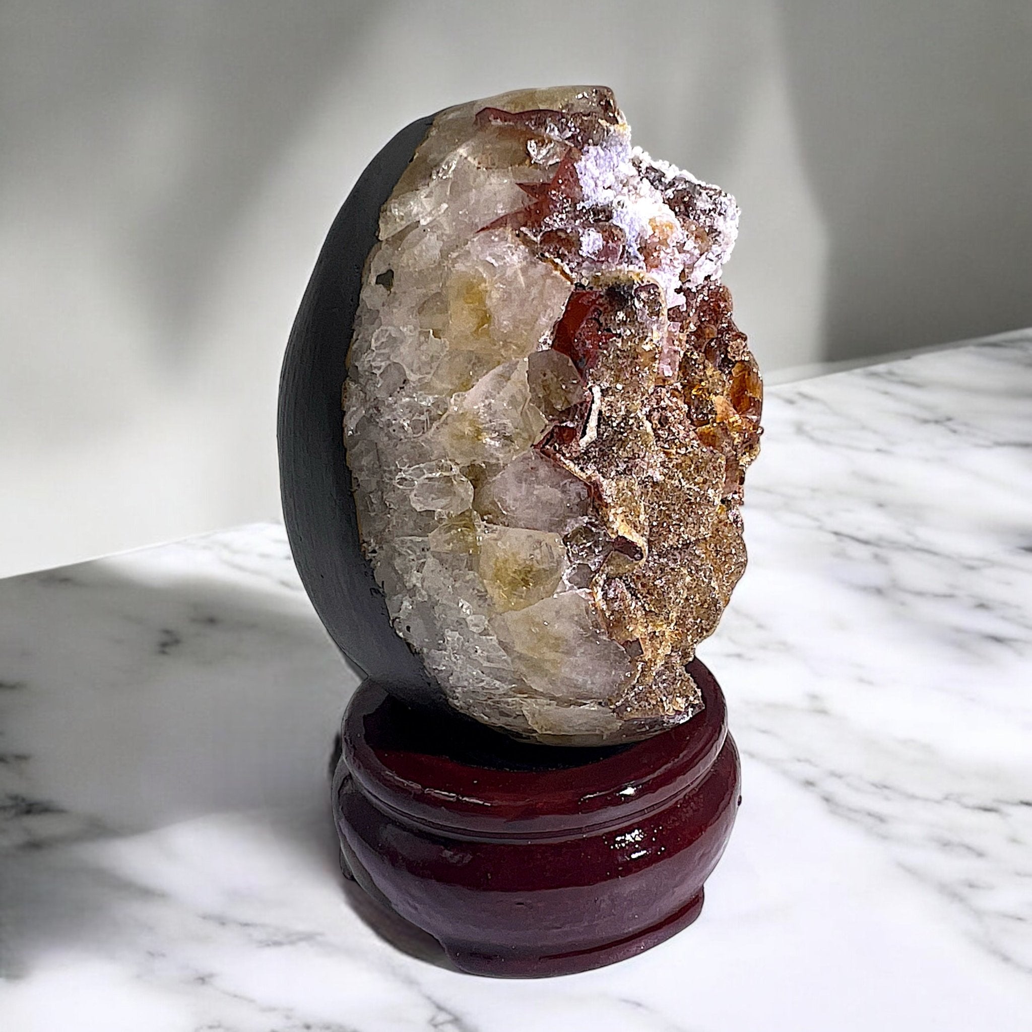 Druzy Citrine Dragon Egg with Calcite - Tranquilite