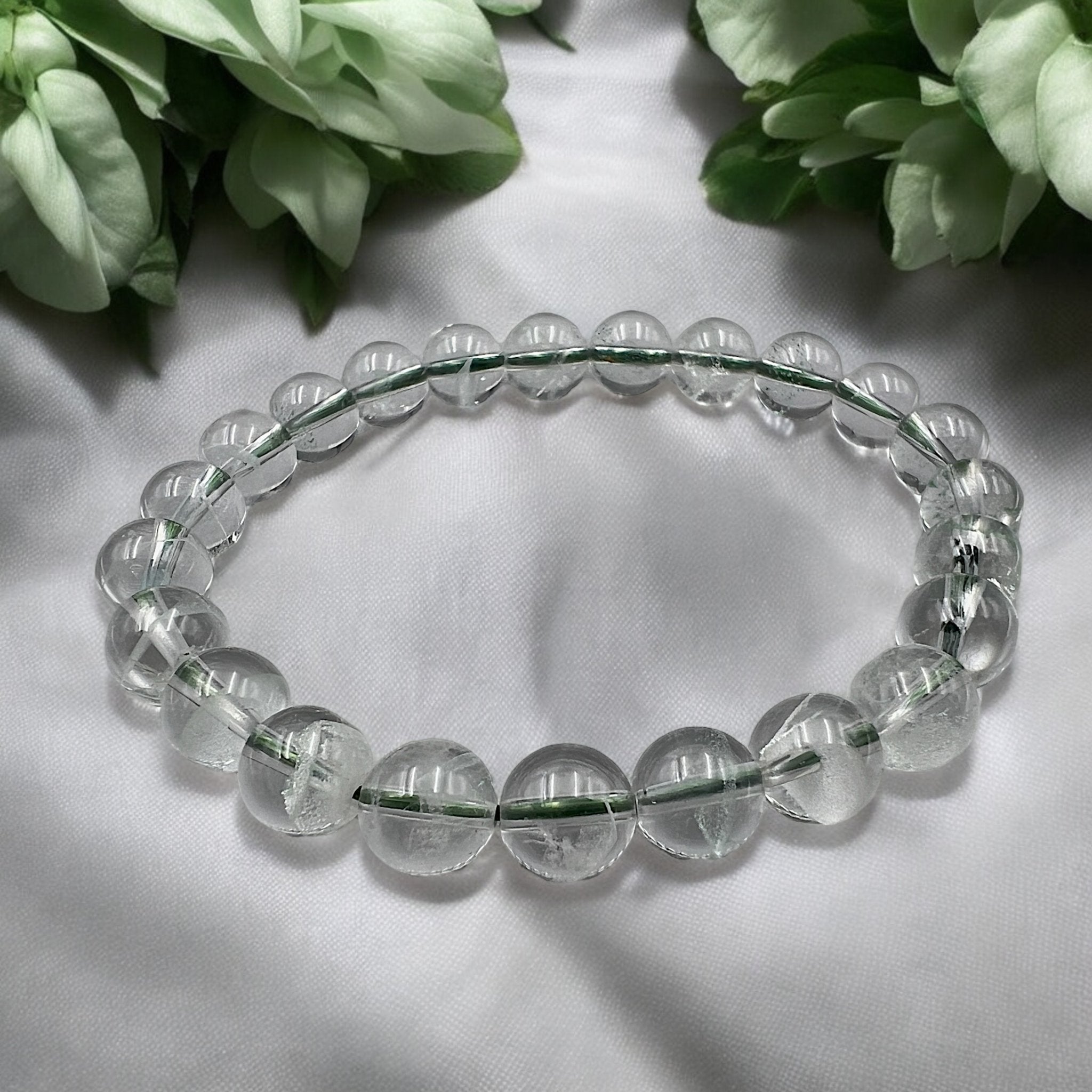 Emerald Phantom Quartz Bead Bracelet - Tranquilite