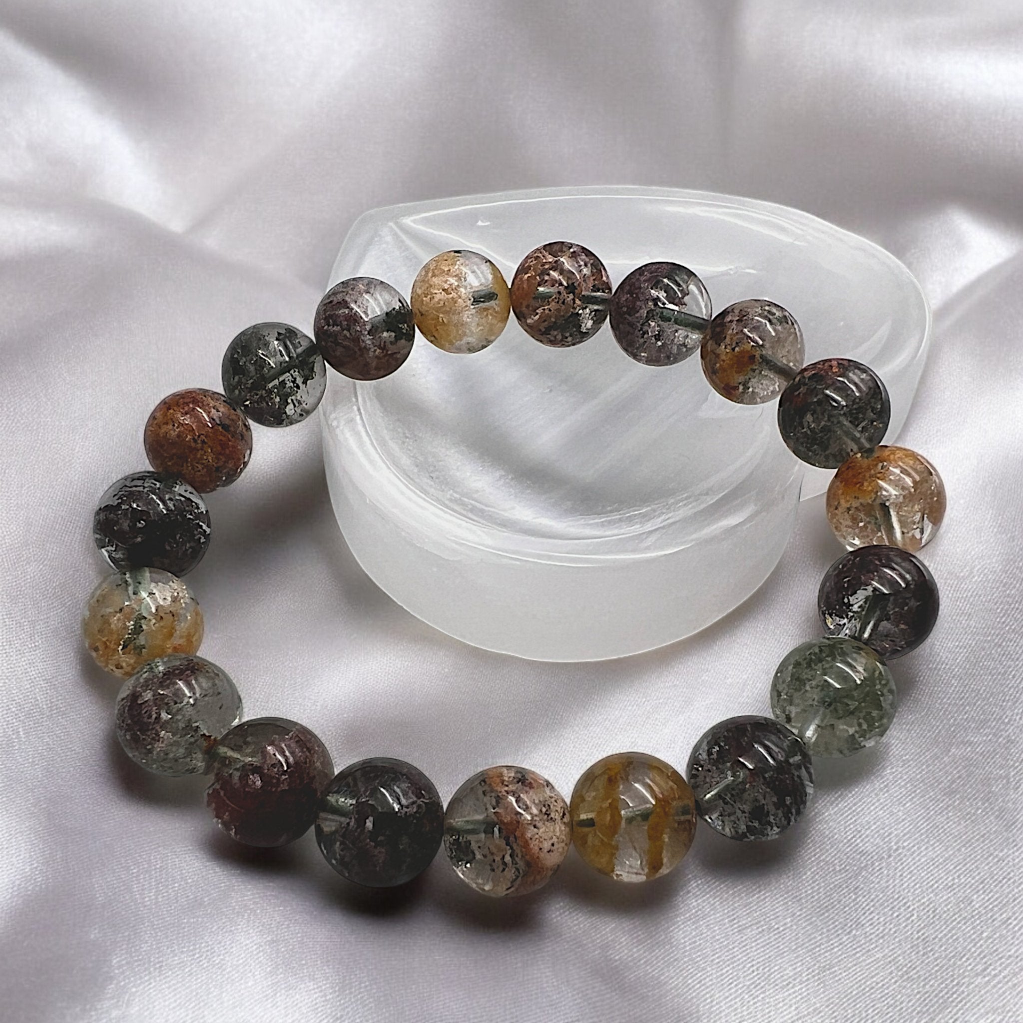 Four Season Phantom Quartz Bead Bracelet - Tranquilite