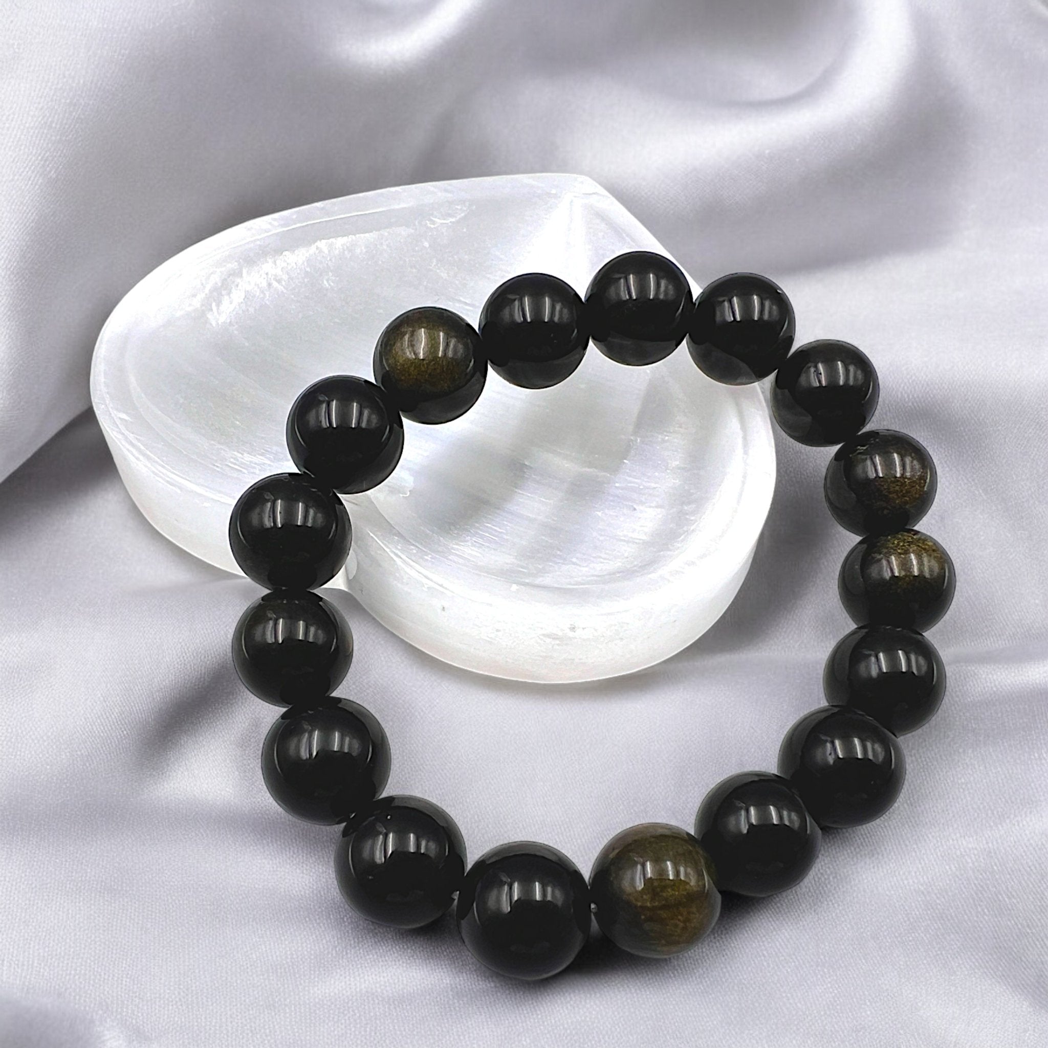 Gold Obsidian Bead Bracelet - Tranquilite