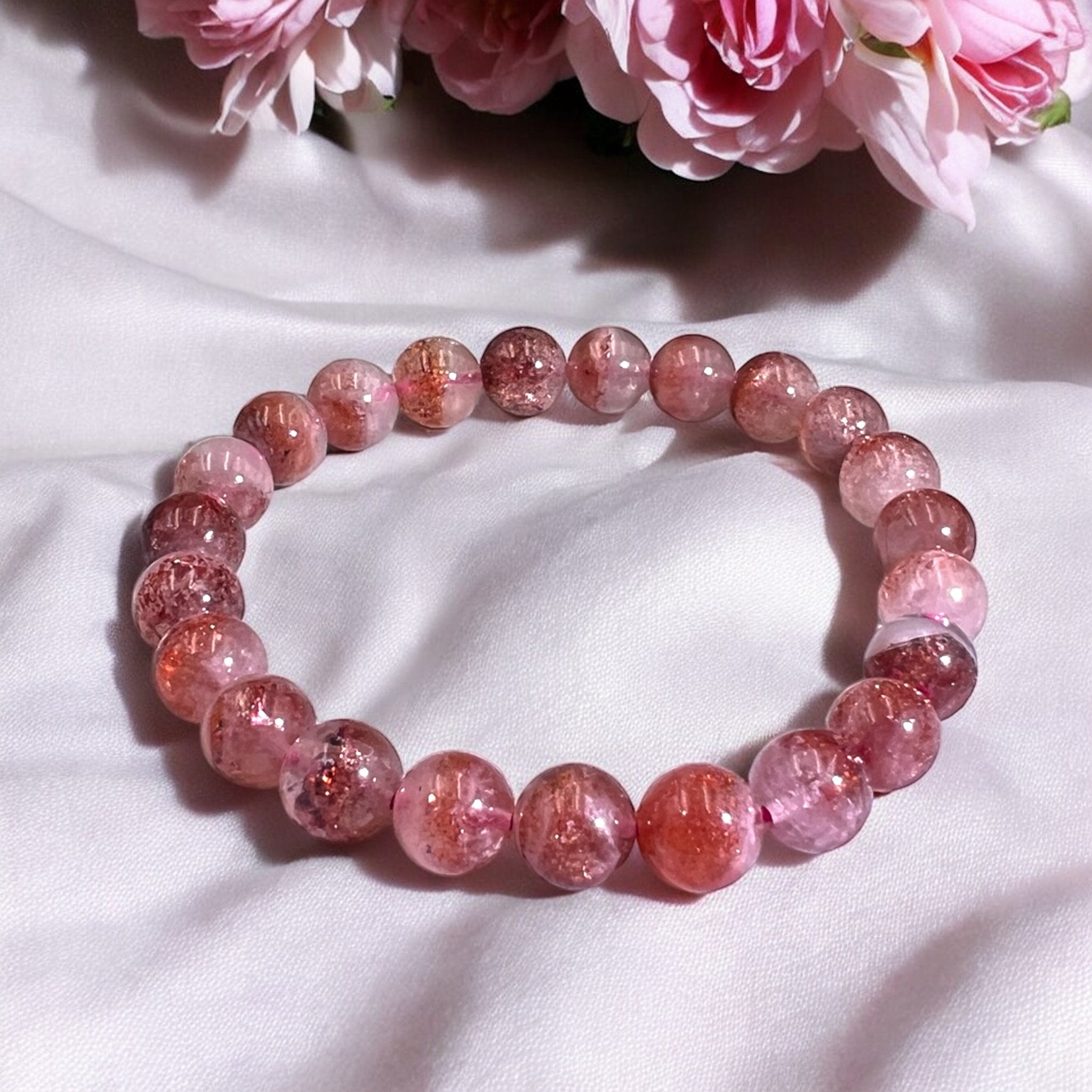 Gold Strawberry Super Seven Bead Bracelet - Tranquilite