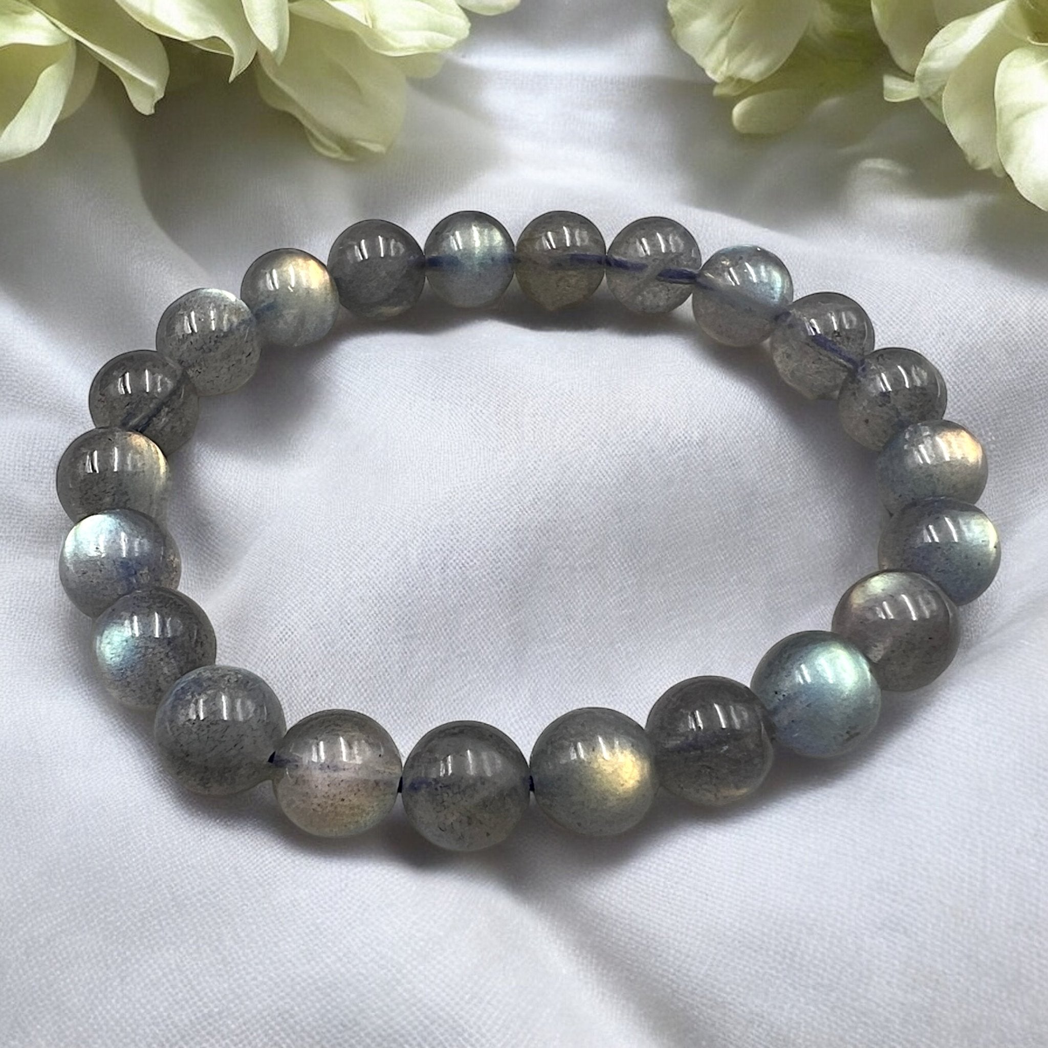 Gray Moonstone Bead Bracelet - Tranquilite