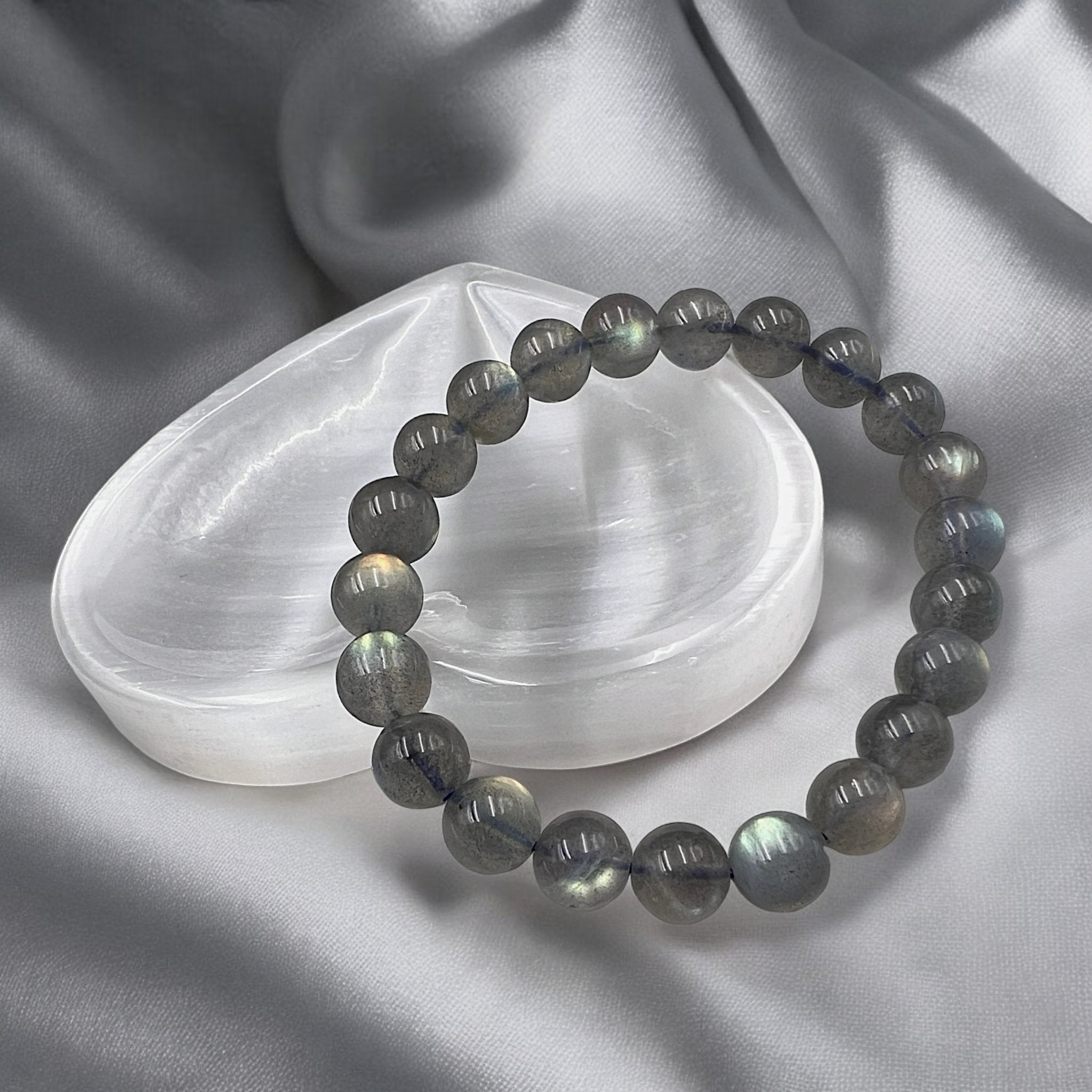 Gray Moonstone Bead Bracelet - Tranquilite