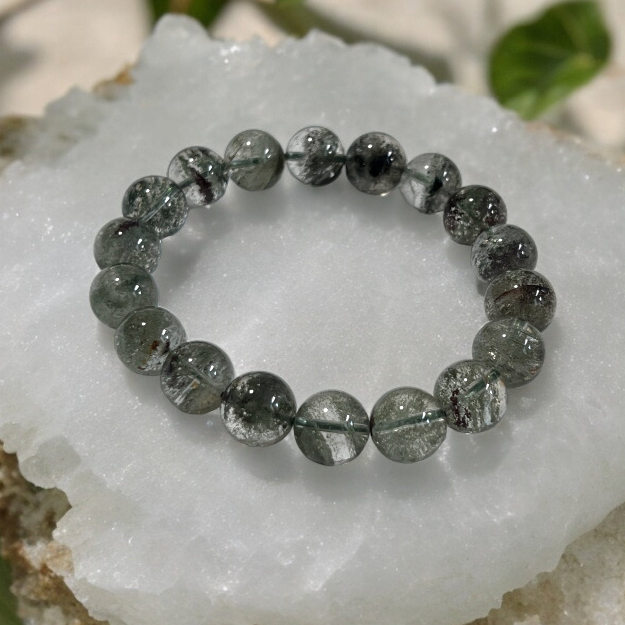 Green Phantom Quartz Bead Bracelet - Tranquilite