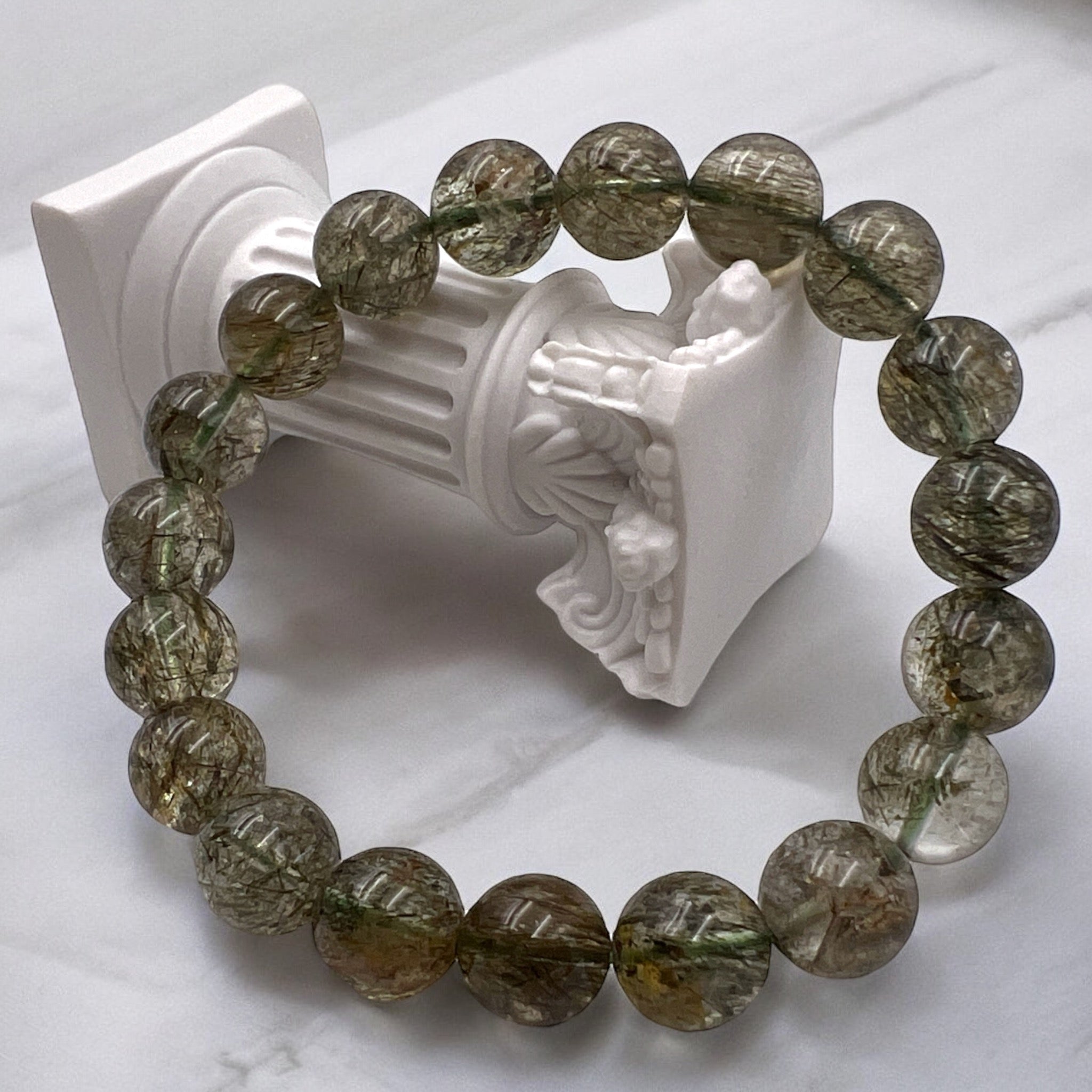 Green Rutile Quartz Bead Bracelet - Tranquilite