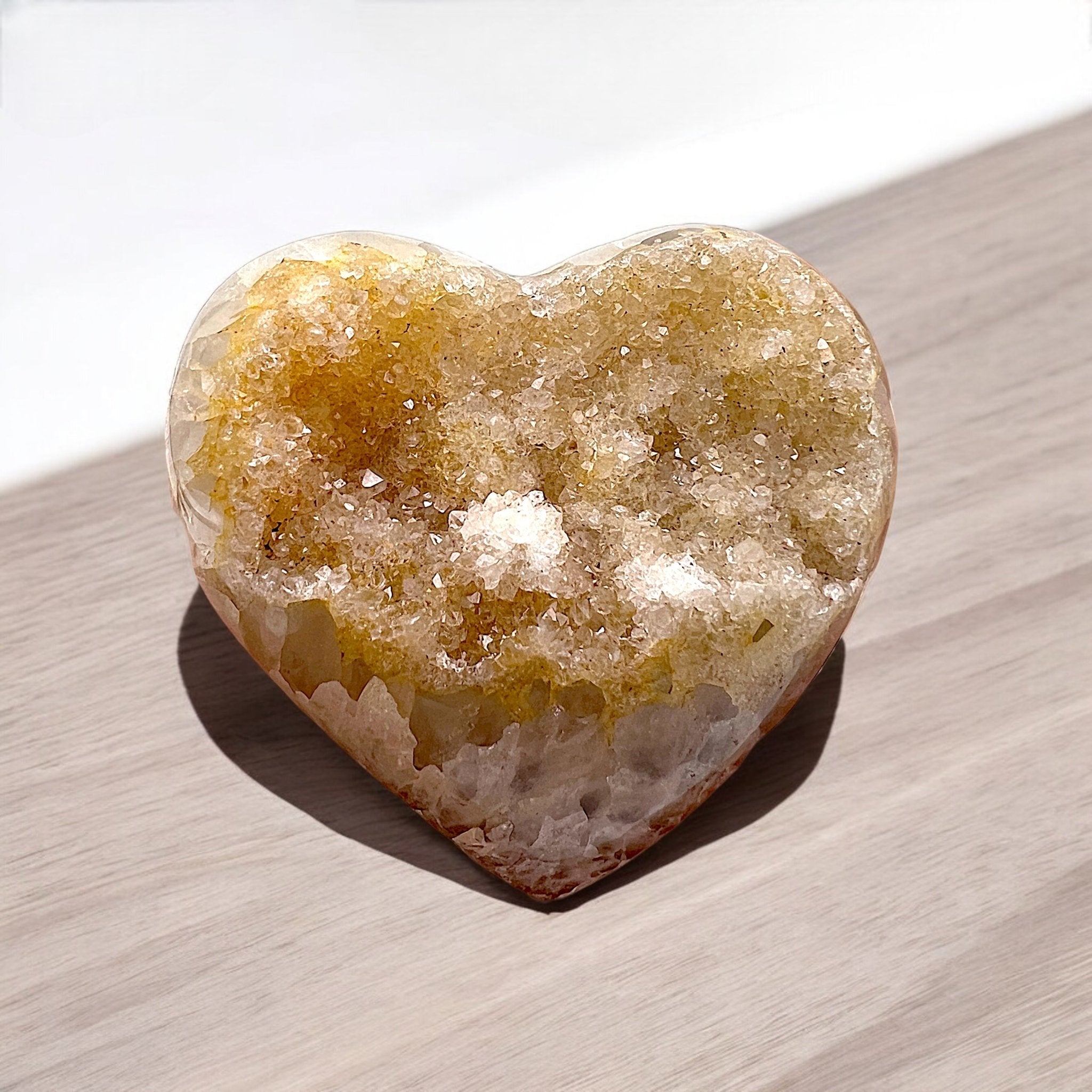 Heart Shaped Clear Quartz with Gold Inclusions - Tranquilite