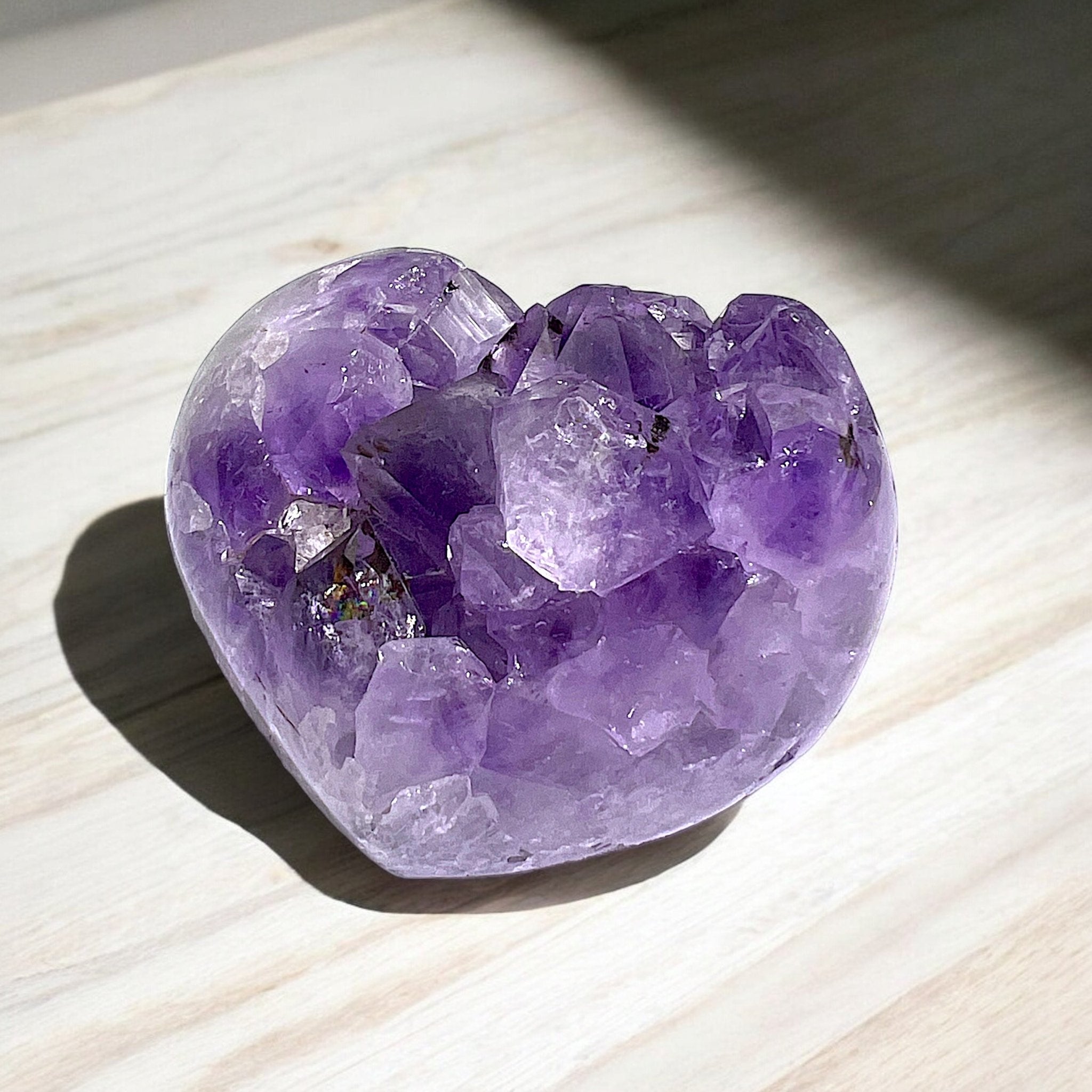 Heart Shaped Lavender Amethyst Crystal with Gold Tooth - Tranquilite