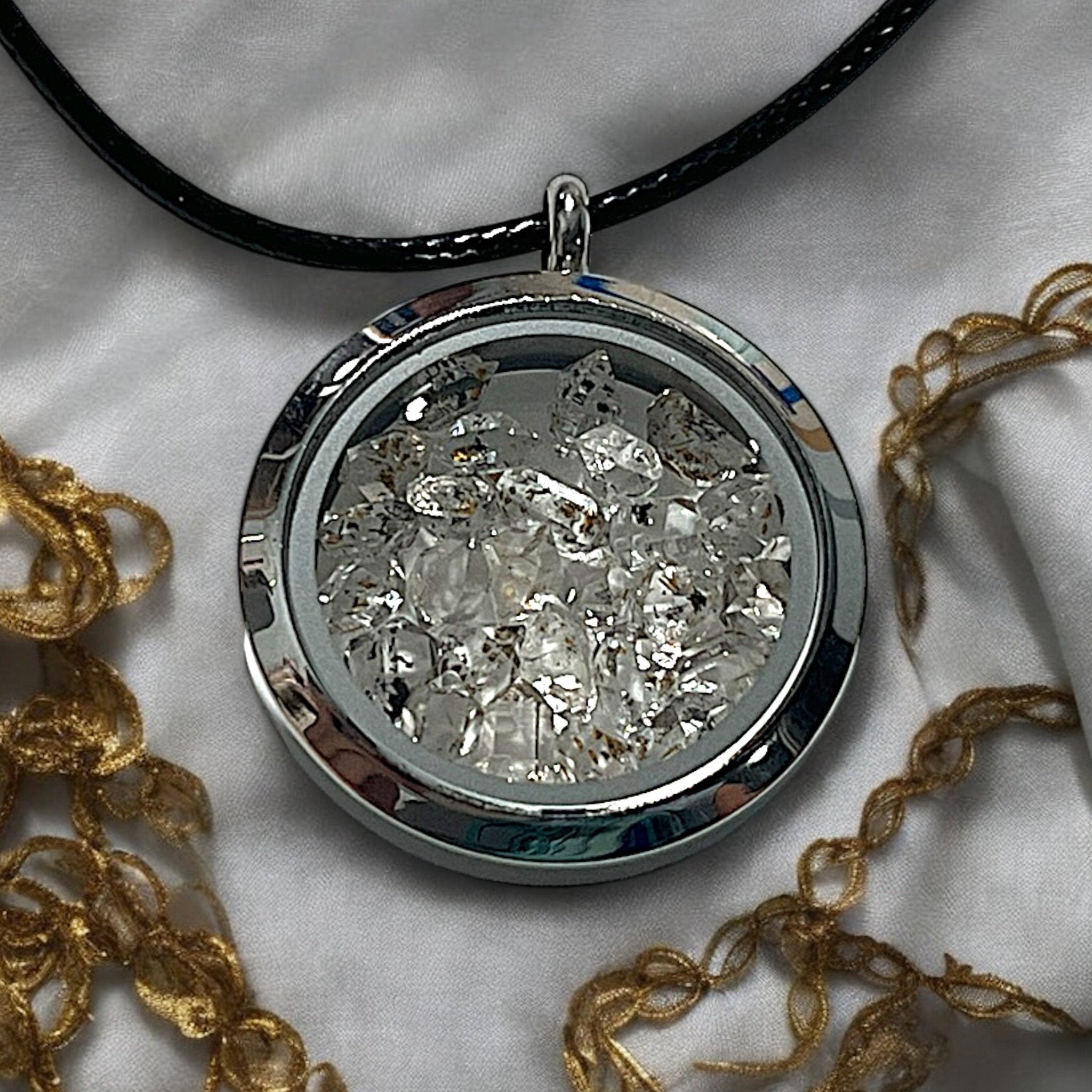 Herkimer Diamond Silver Locket Pendant - Tranquilite