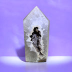 Honeycomb Clear Quartz Agate with Black Tourmaline & Gold Calcite - Tranquilite