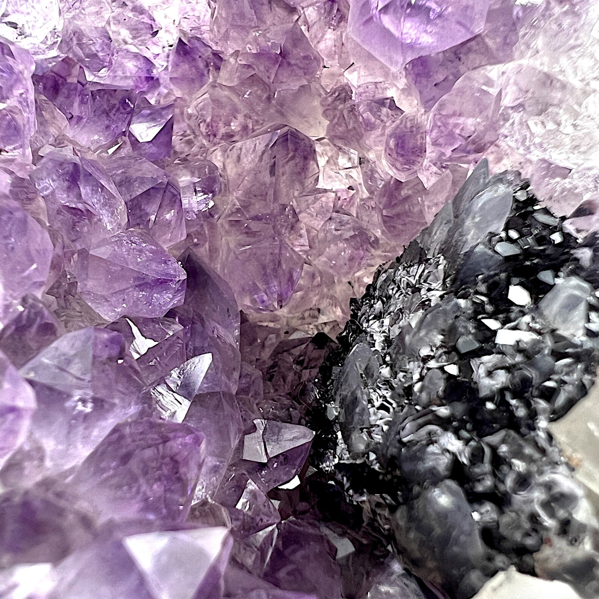 Lavender Amethyst Crystal with Black Tourmaline - Tranquilite