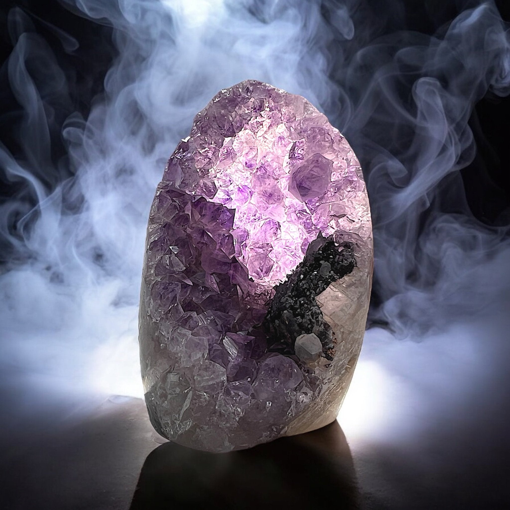 Lavender Amethyst Crystal with Black Tourmaline - Tranquilite