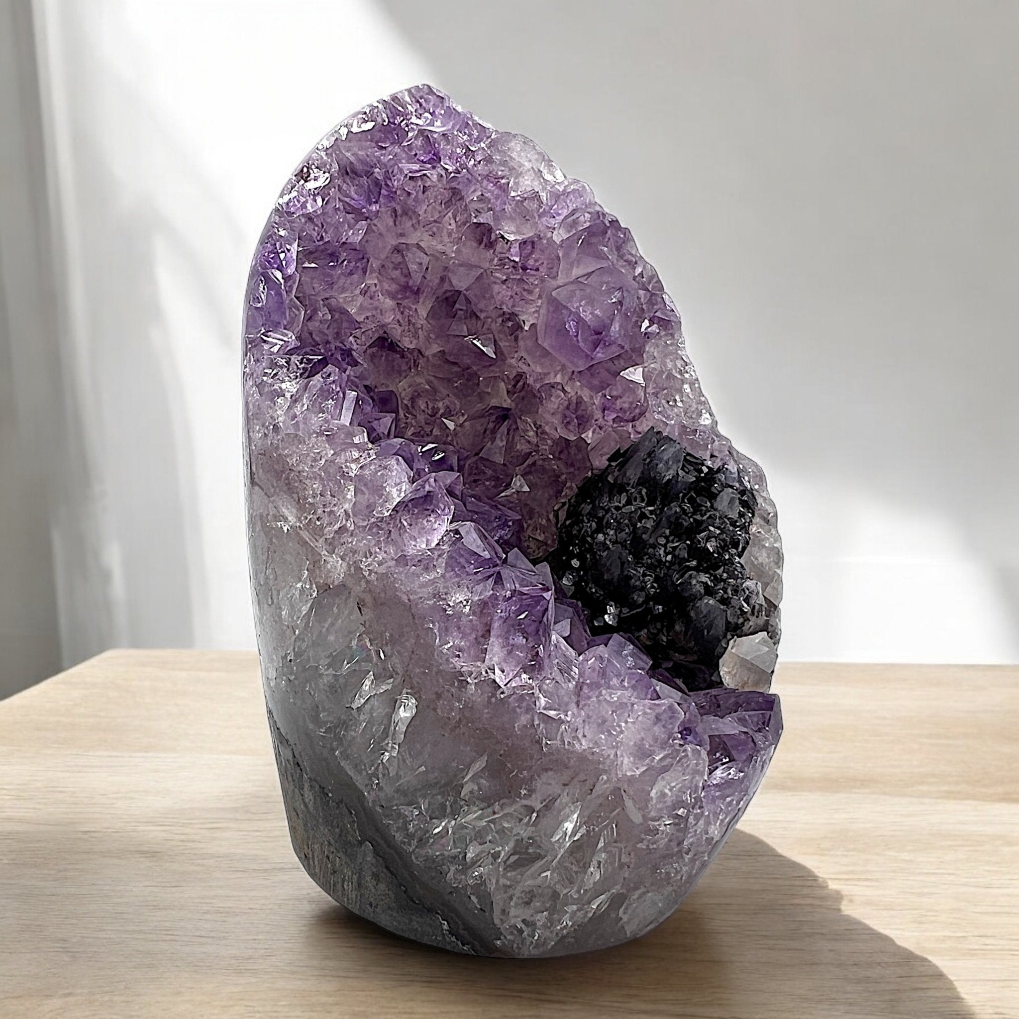 Lavender Amethyst Crystal with Black Tourmaline - Tranquilite