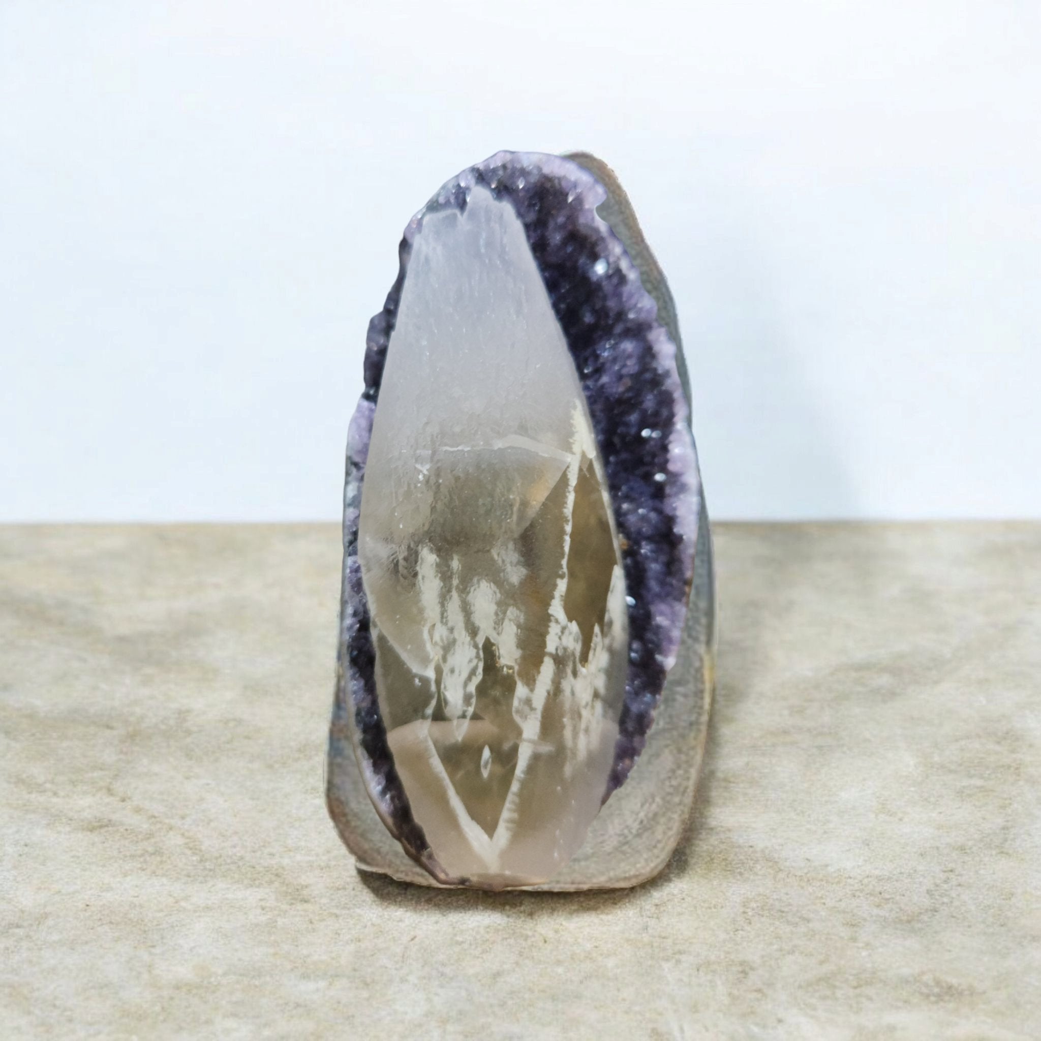 Natural Amethyst Geode with HUGE Calcite - Tranquilite