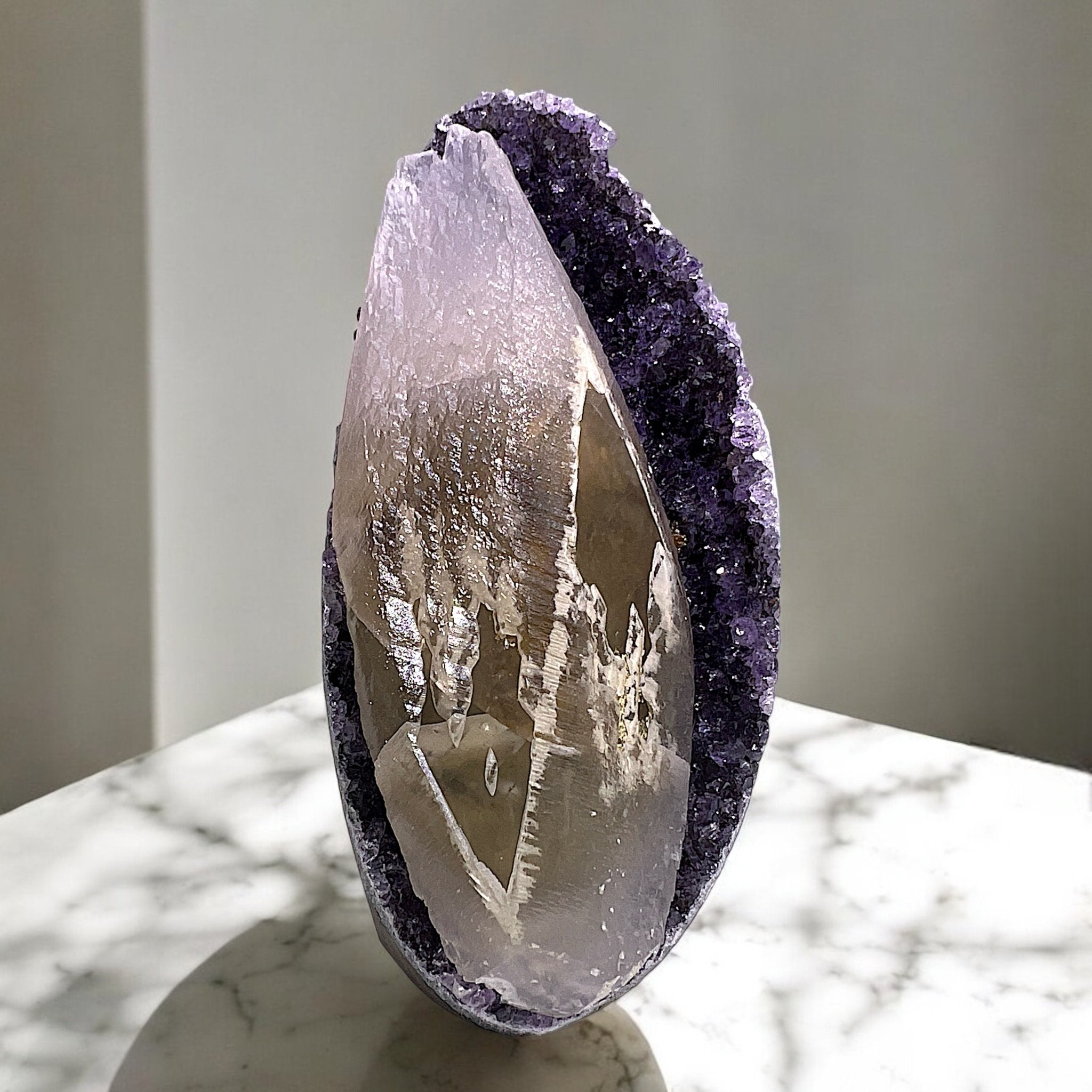 Natural Amethyst Geode with HUGE Calcite - Tranquilite