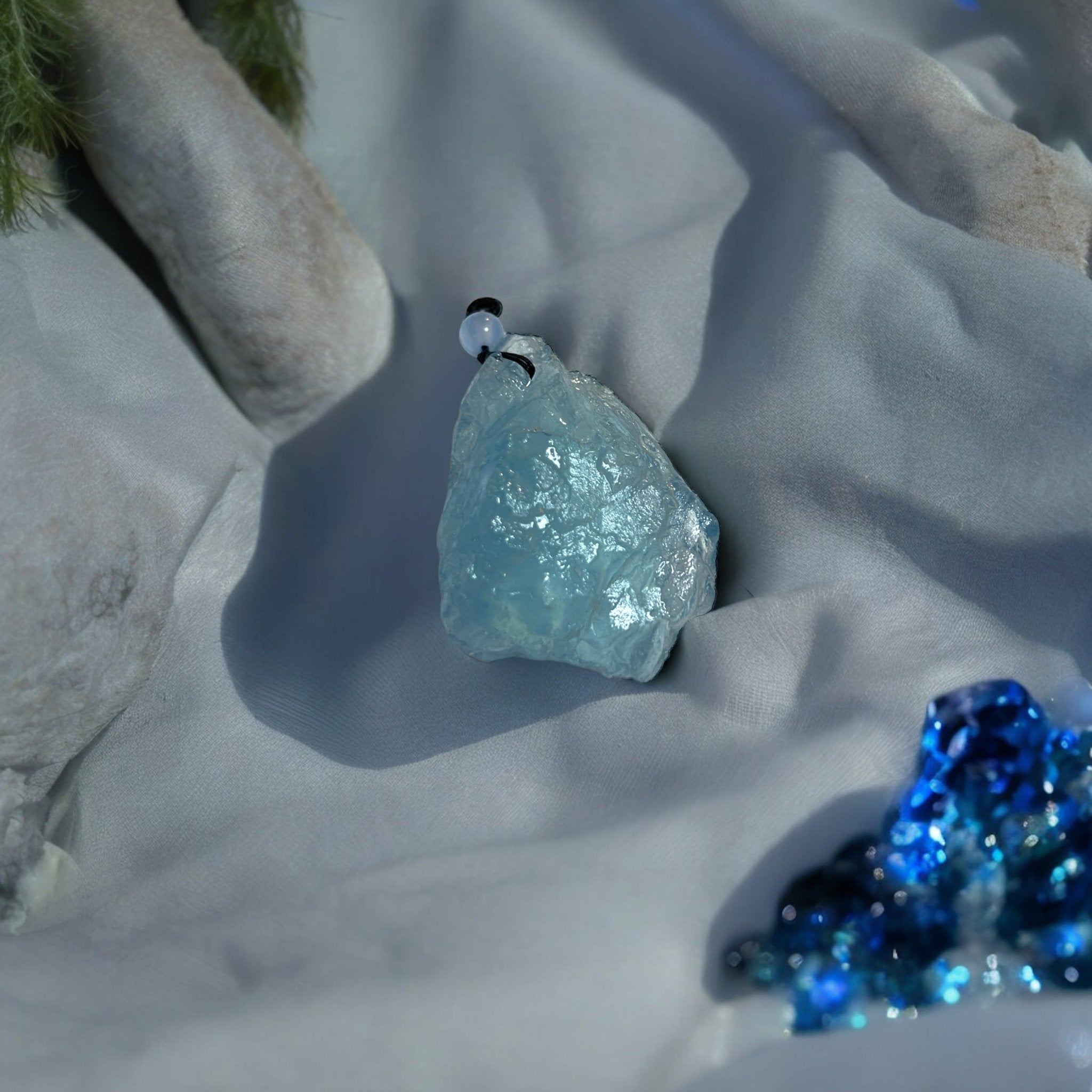 Natural Aquamarine Crystal Pendant (Large) - Tranquilite