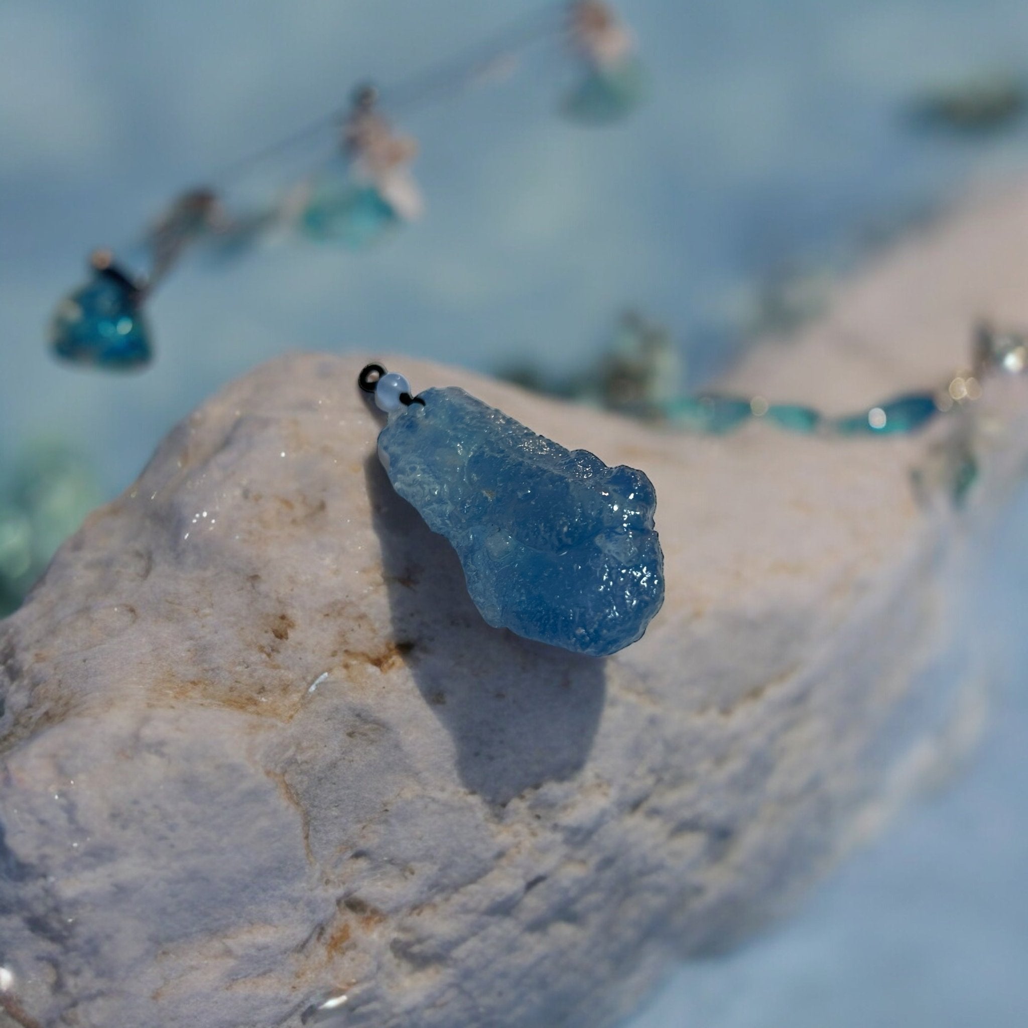 Natural Aquamarine Crystal Pendant (Large) - Tranquilite