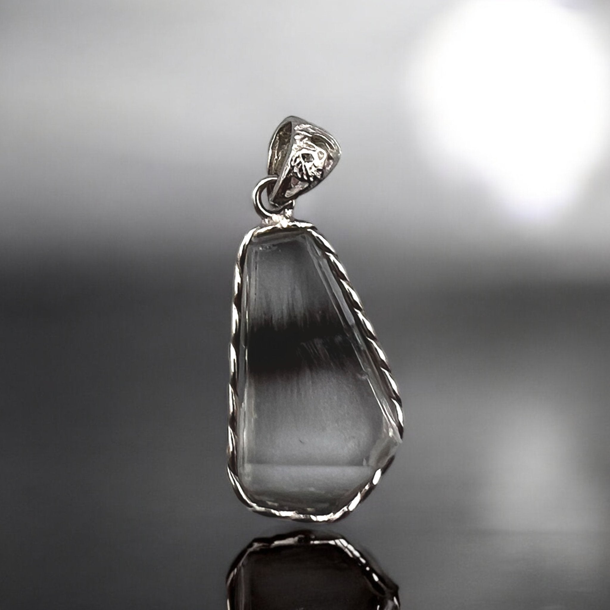 Natural Black Silver Rutile Quartz Pendant - Tranquilite