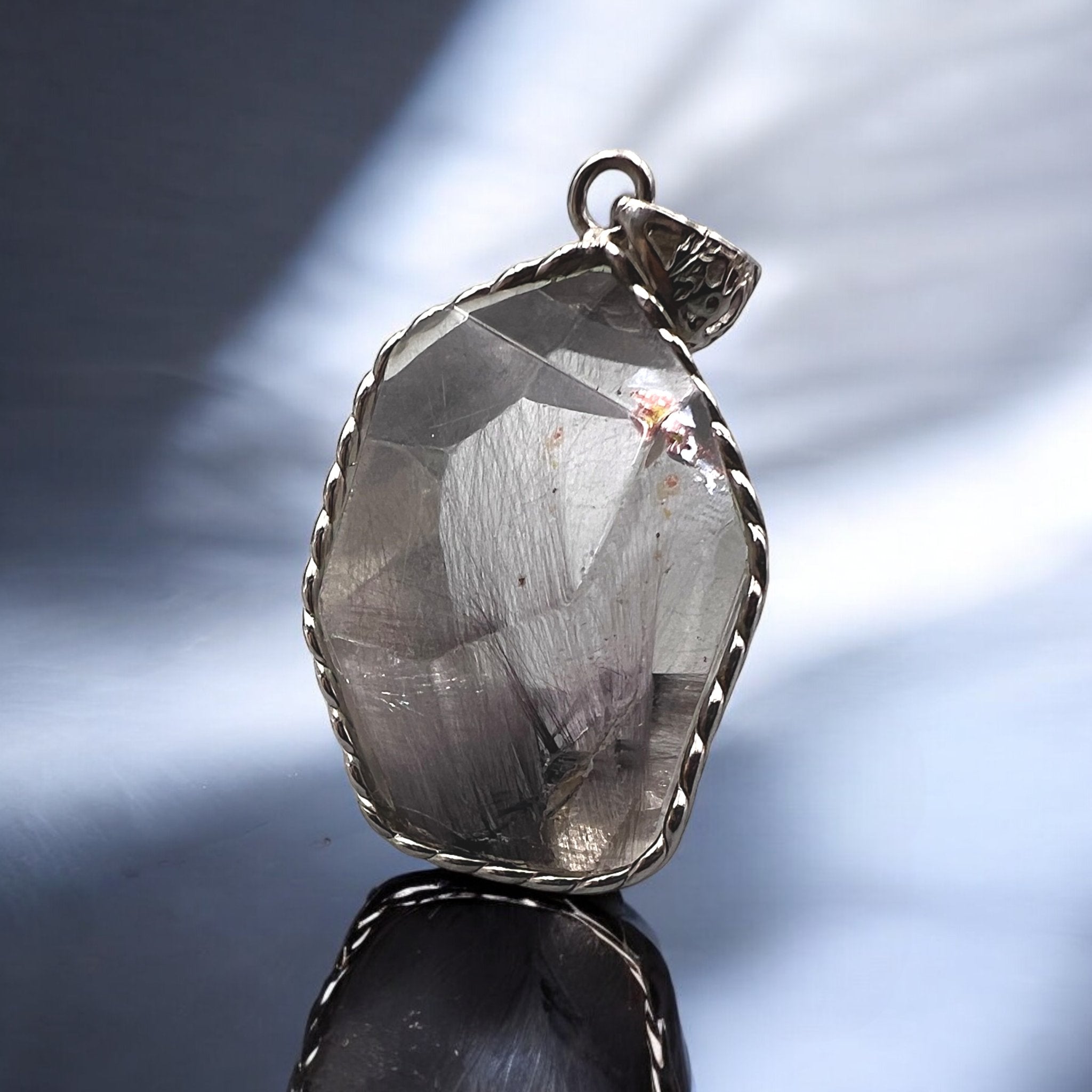 Natural Black Silver Rutile Quartz Pendant - Tranquilite