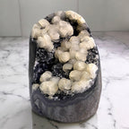 Natural Black Tourmaline Geode with Calcite Inclusions - Tranquilite
