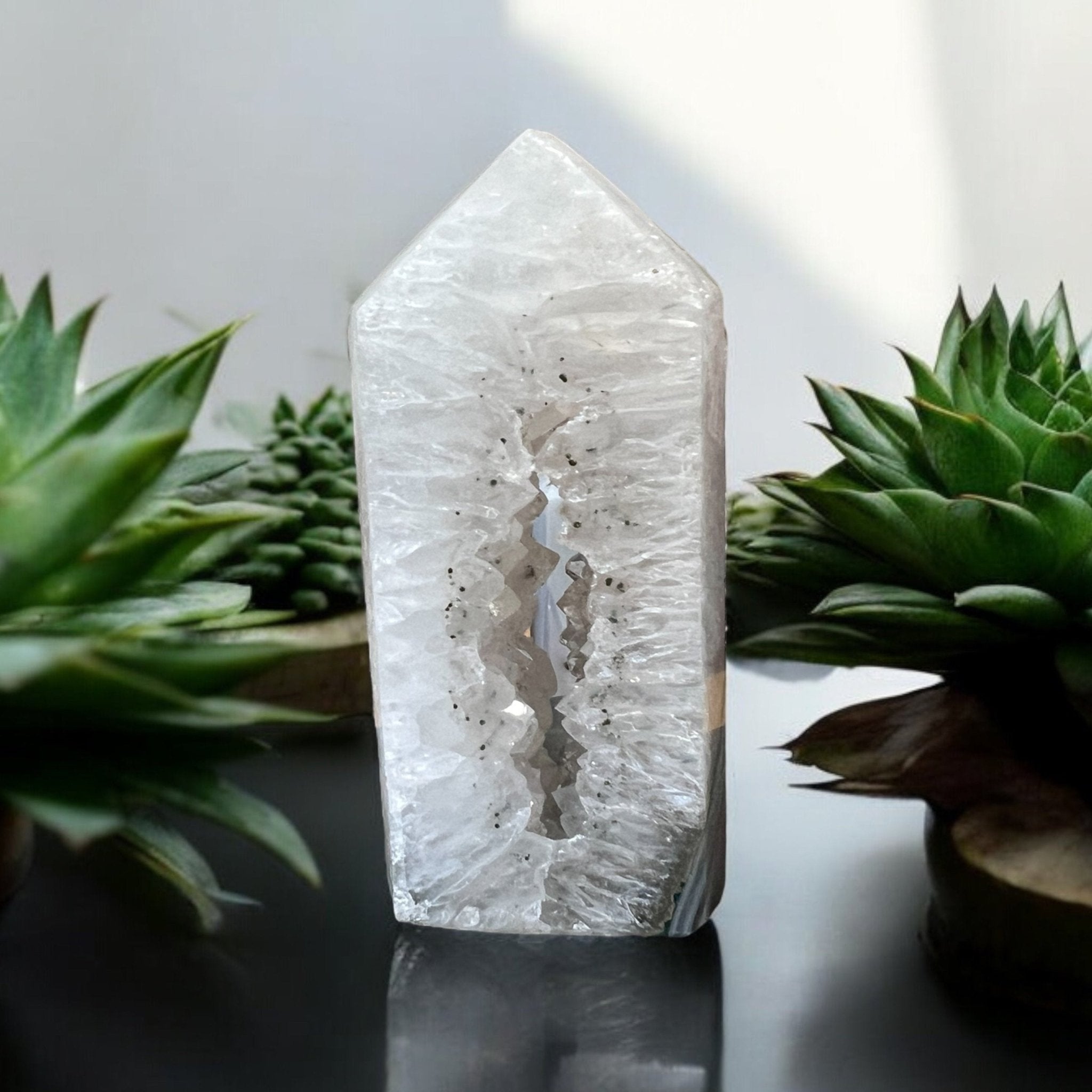 Natural Clear Quartz Agate with Blank Tourmaline - Tranquilite