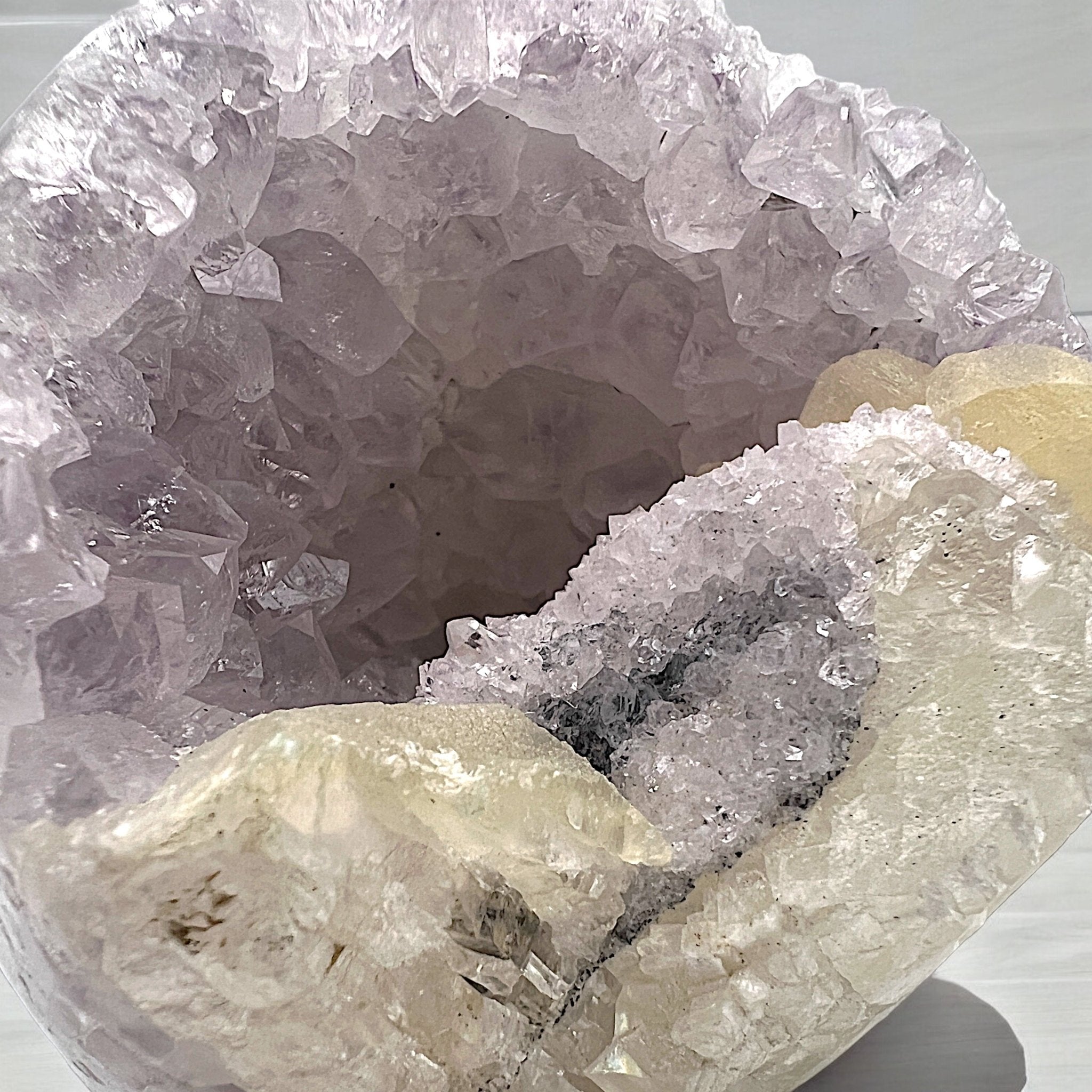 Natural Lavender Amethyst Crystal Cave with Calcite - Tranquilite