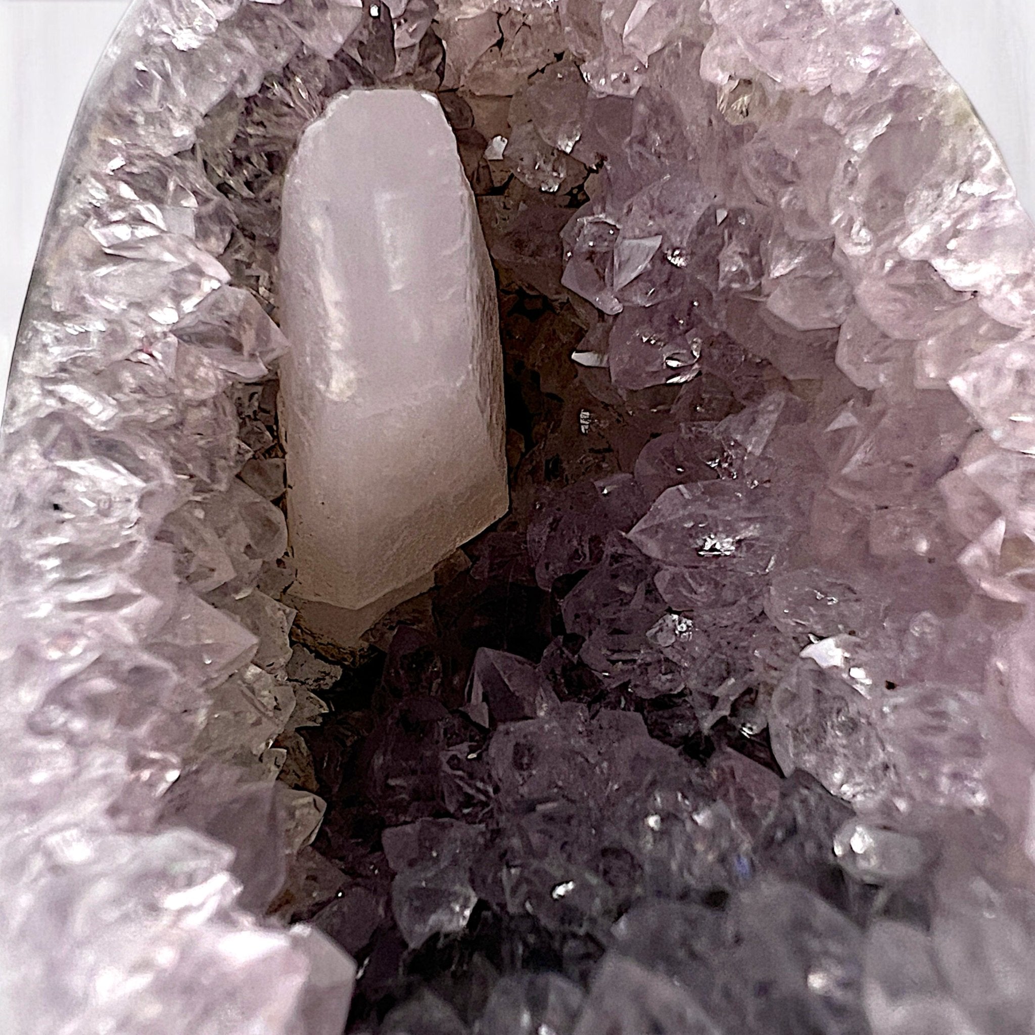 Natural Lavender Amethyst Crystal with Large Calcite - Tranquilite