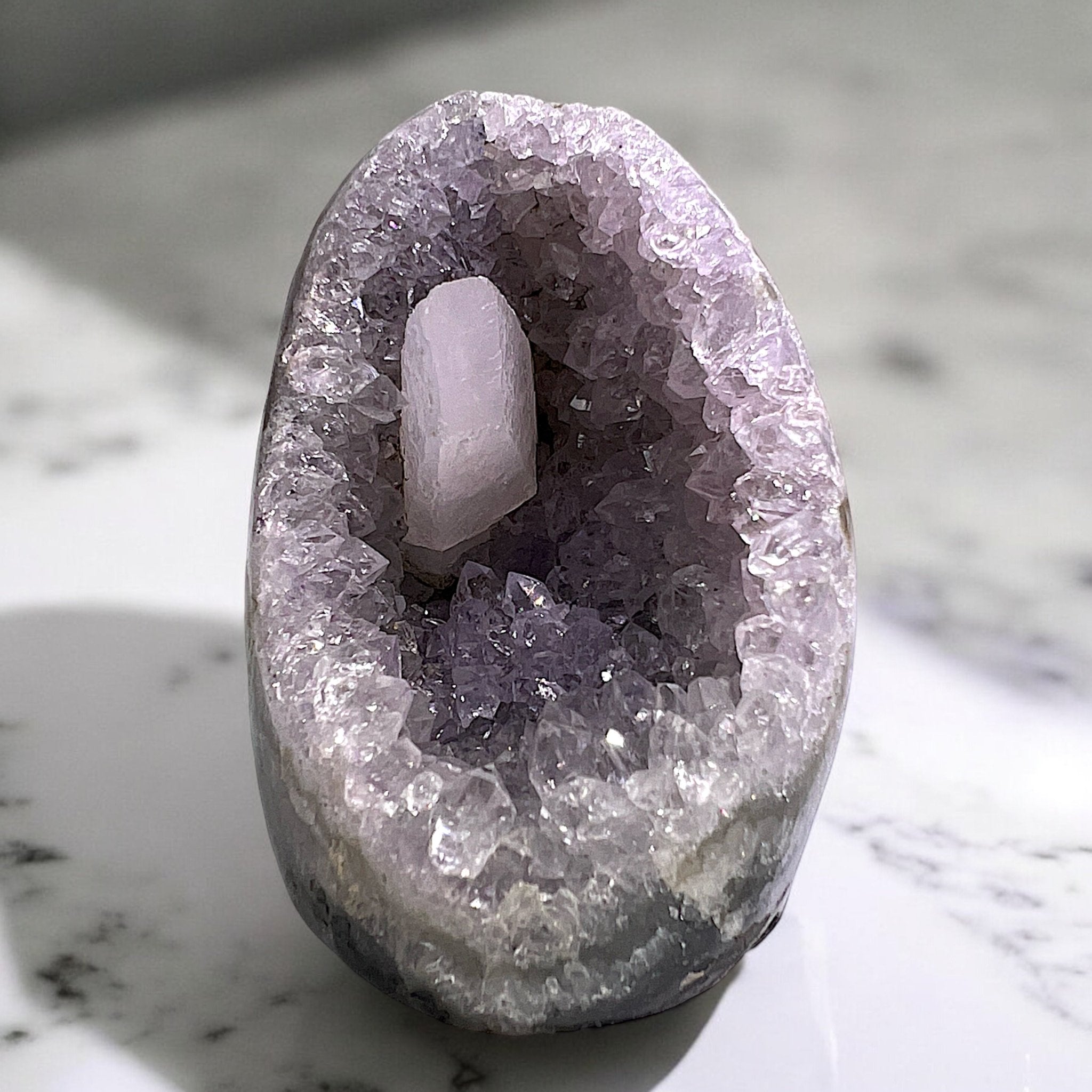 Natural Lavender Amethyst Crystal with Large Calcite - Tranquilite