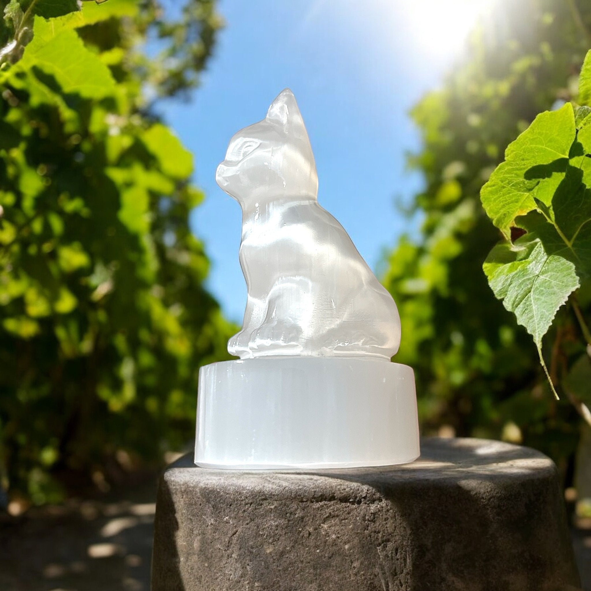 Natural Selenite Cat Home Decor - Tranquilite