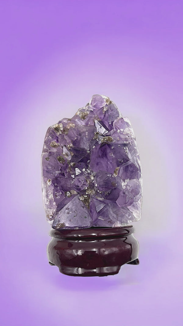 Amethyst Crystal with Gold Flower inclusions